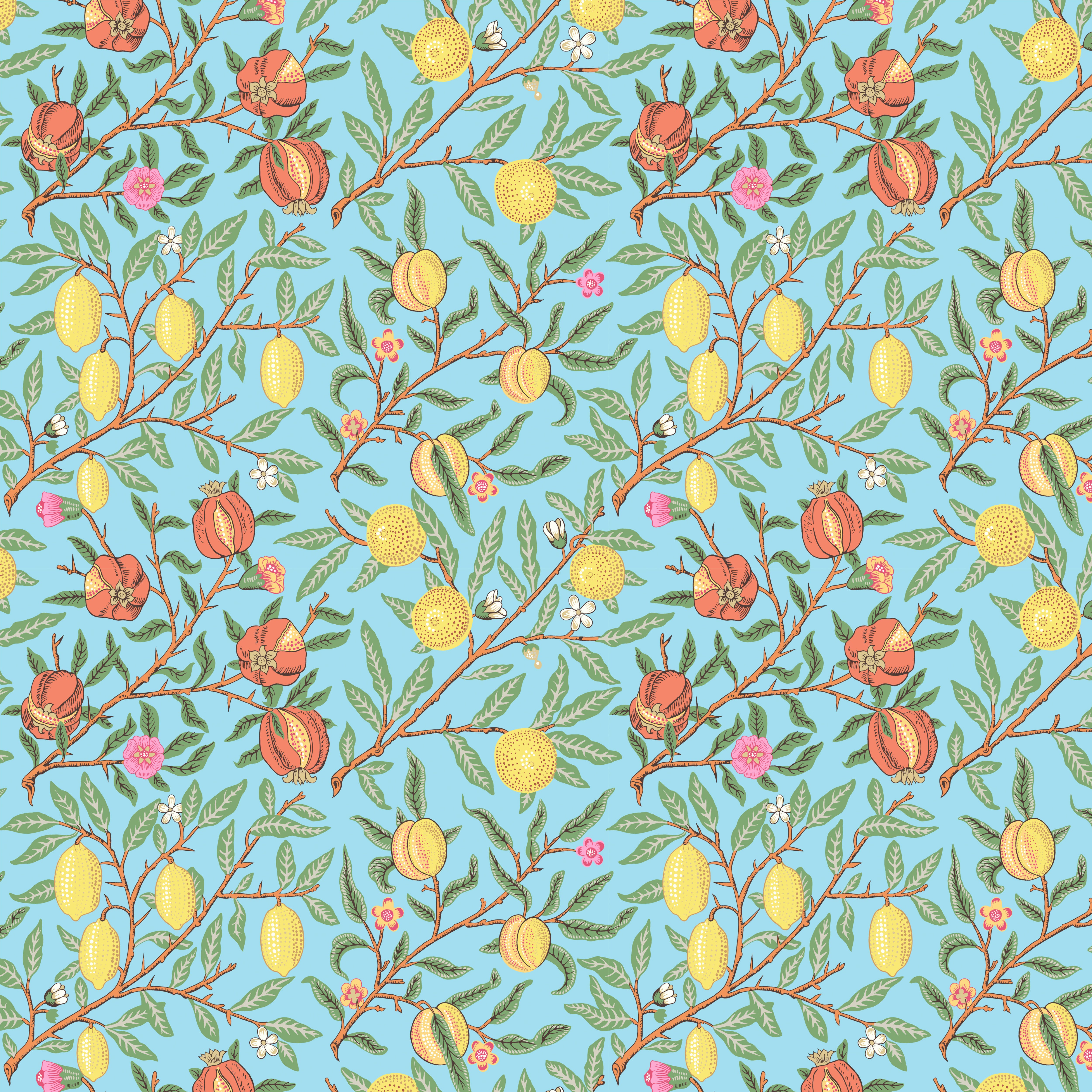 Kaffe Fassett x Morris & Co. | Fruit - Duck Egg by Free Spirit Fabrics | PWKW010.DUCKEGG