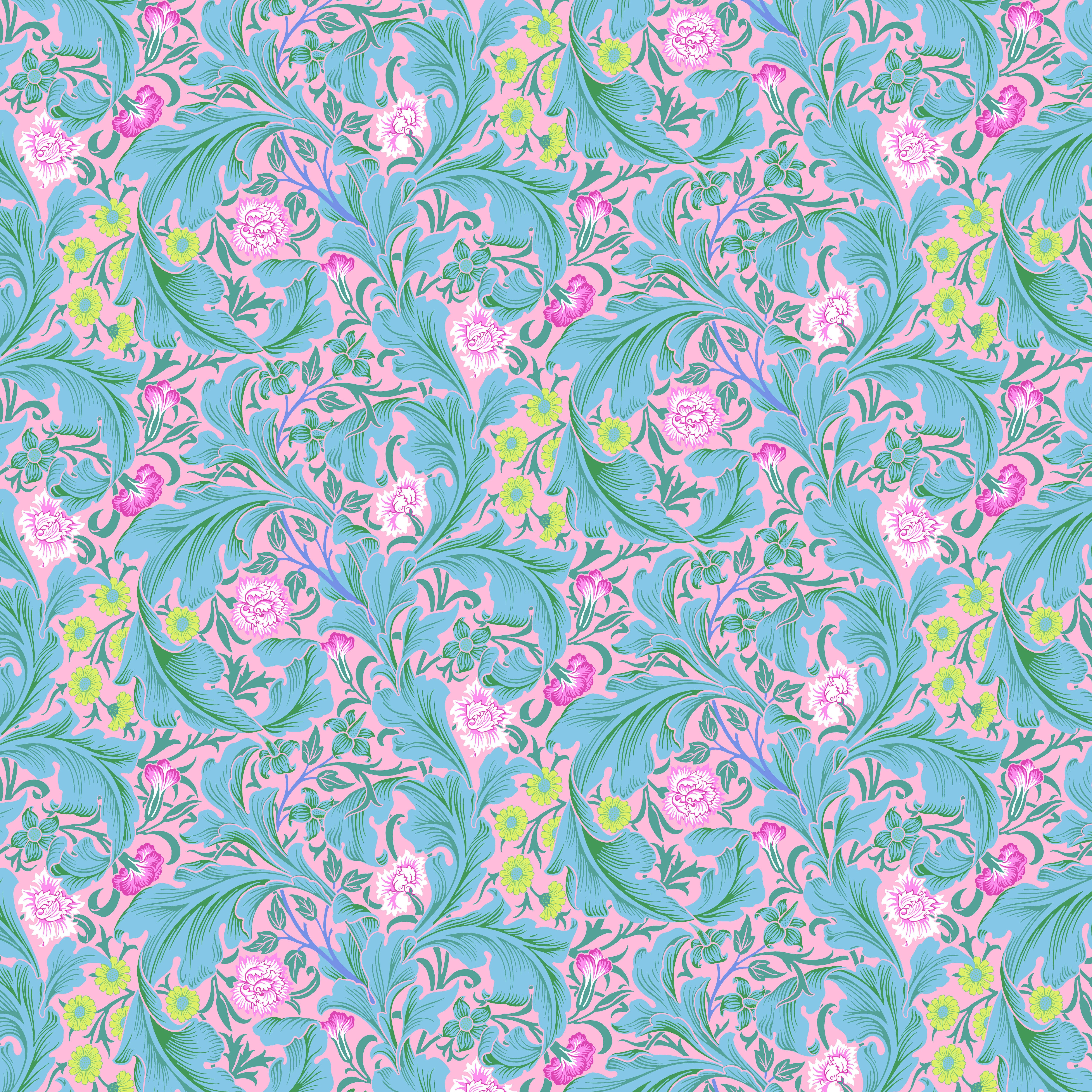 Kaffe Fassett x Morris & Co. | Leicester - Aqua by Free Spirit Fabrics | PWKW011.AQUA