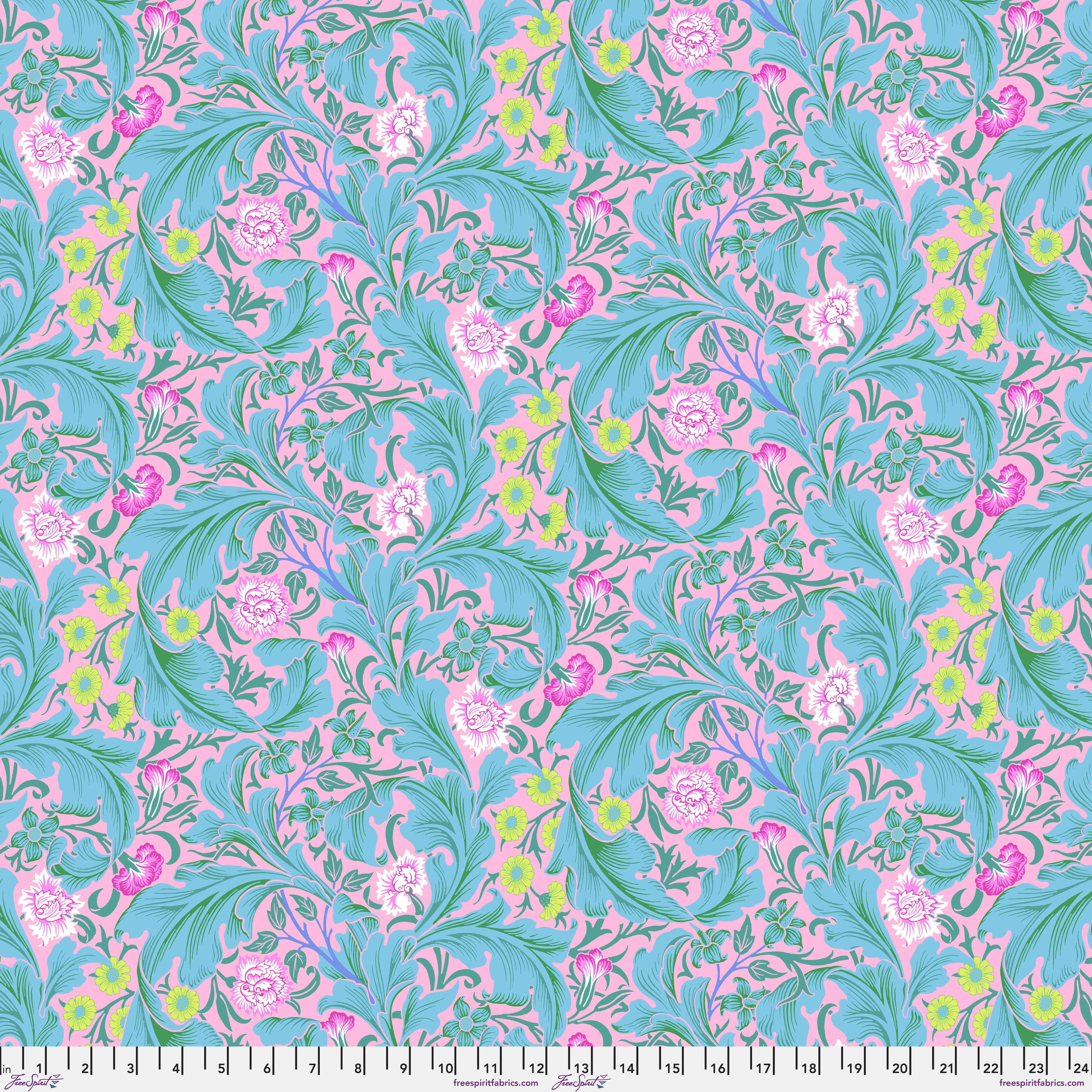 Kaffe Fassett x Morris & Co. | Leicester - Aqua by Free Spirit Fabrics | PWKW011.AQUA