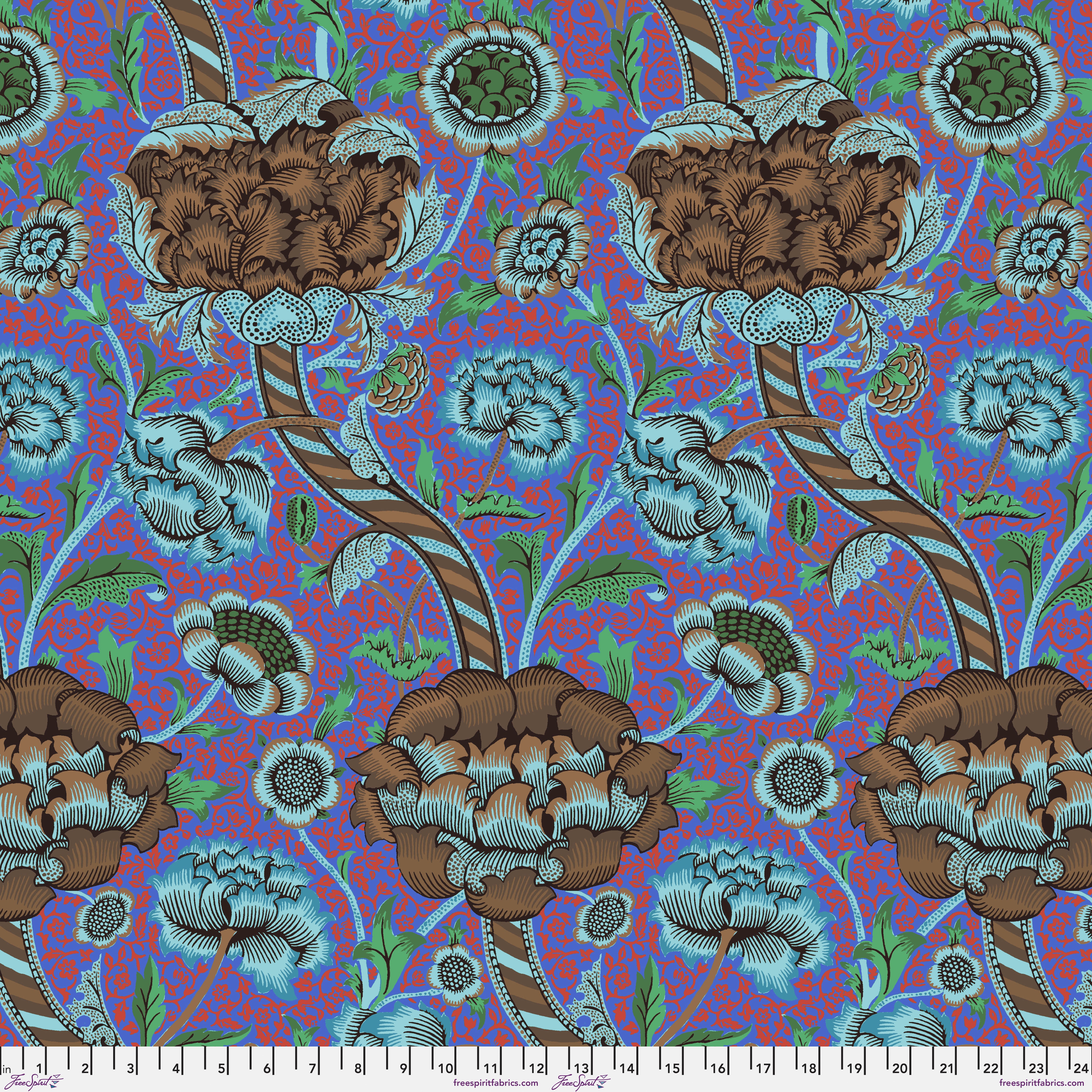 Kaffe Fassett x Morris & Co. | Wandle - Cobalt by Free Spirit Fabrics | PWKW012.COBALT