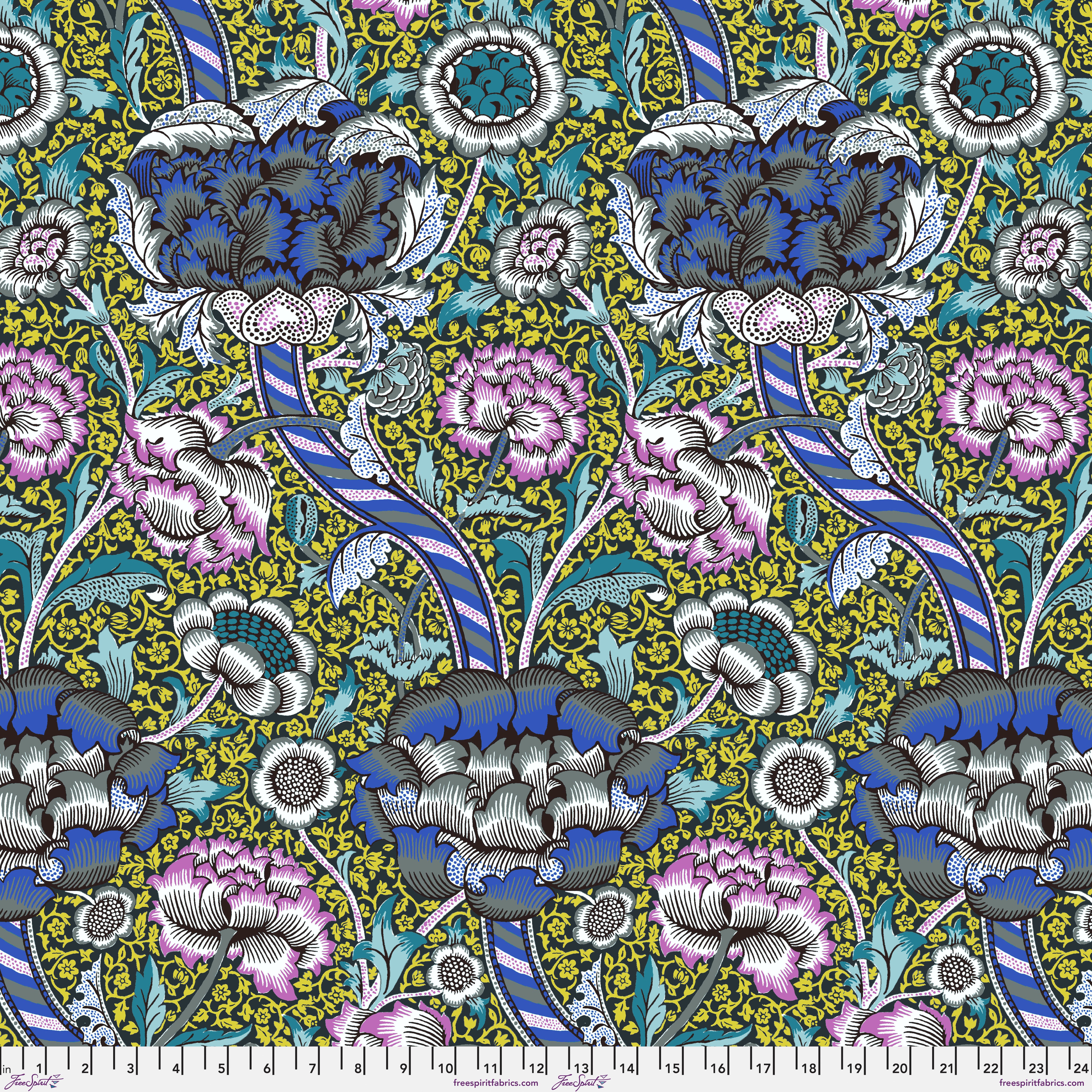 Kaffe Fassett x Morris & Co. | Wandle - Contrast by Free Spirit Fabrics | PWKW012.CONTRAST