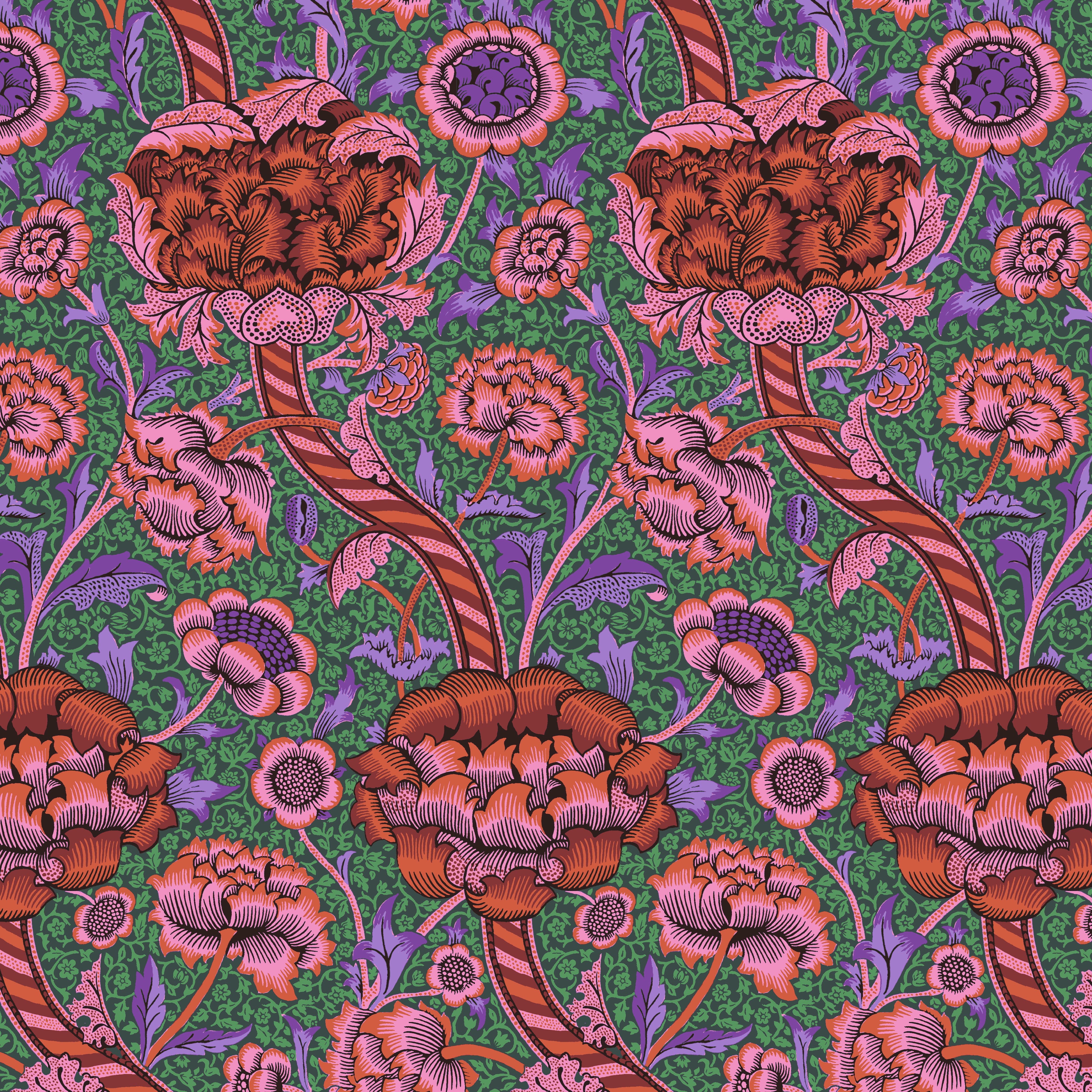 Kaffe Fassett x Morris & Co. | Wandle - Red by Free Spirit Fabrics | PWKW012.RED