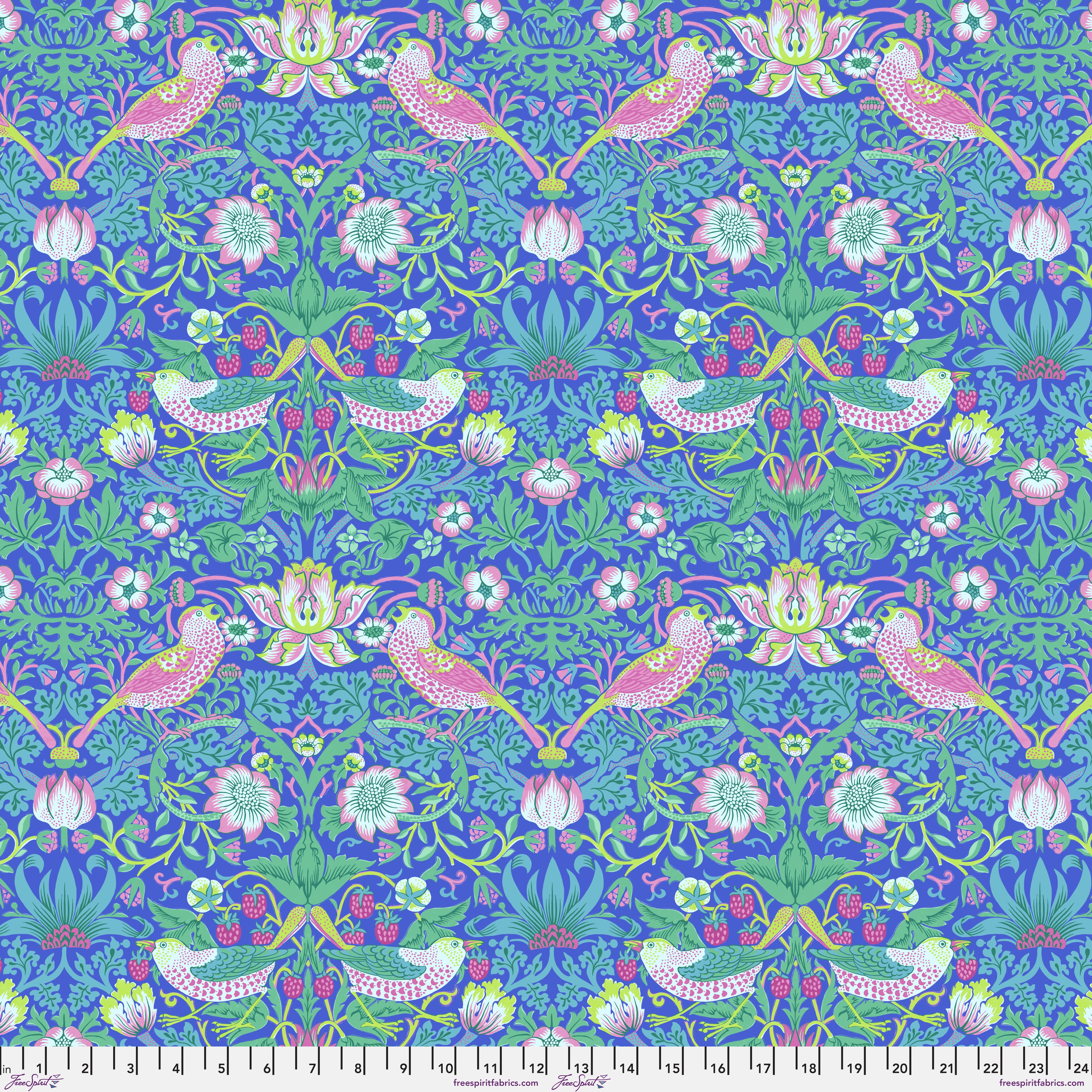 Kaffe Fassett x Morris & Co. | Strawberry Thief - Blue by Free Spirit Fabrics | PWKW013.BLUE