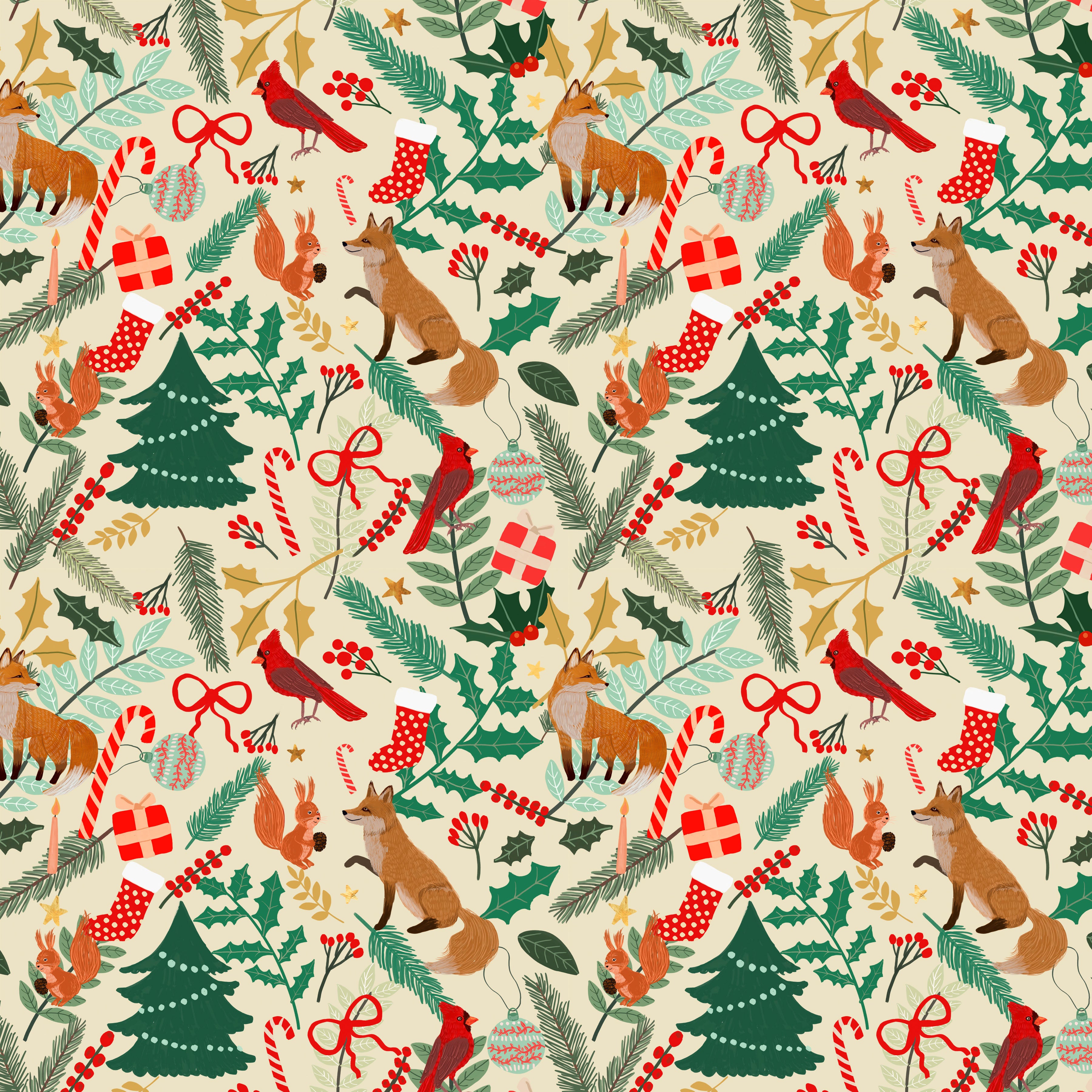 Christmas Spirit | Forest Evening - Cream by Mia Charro for Free Spirit | PWMC071.XCREAM