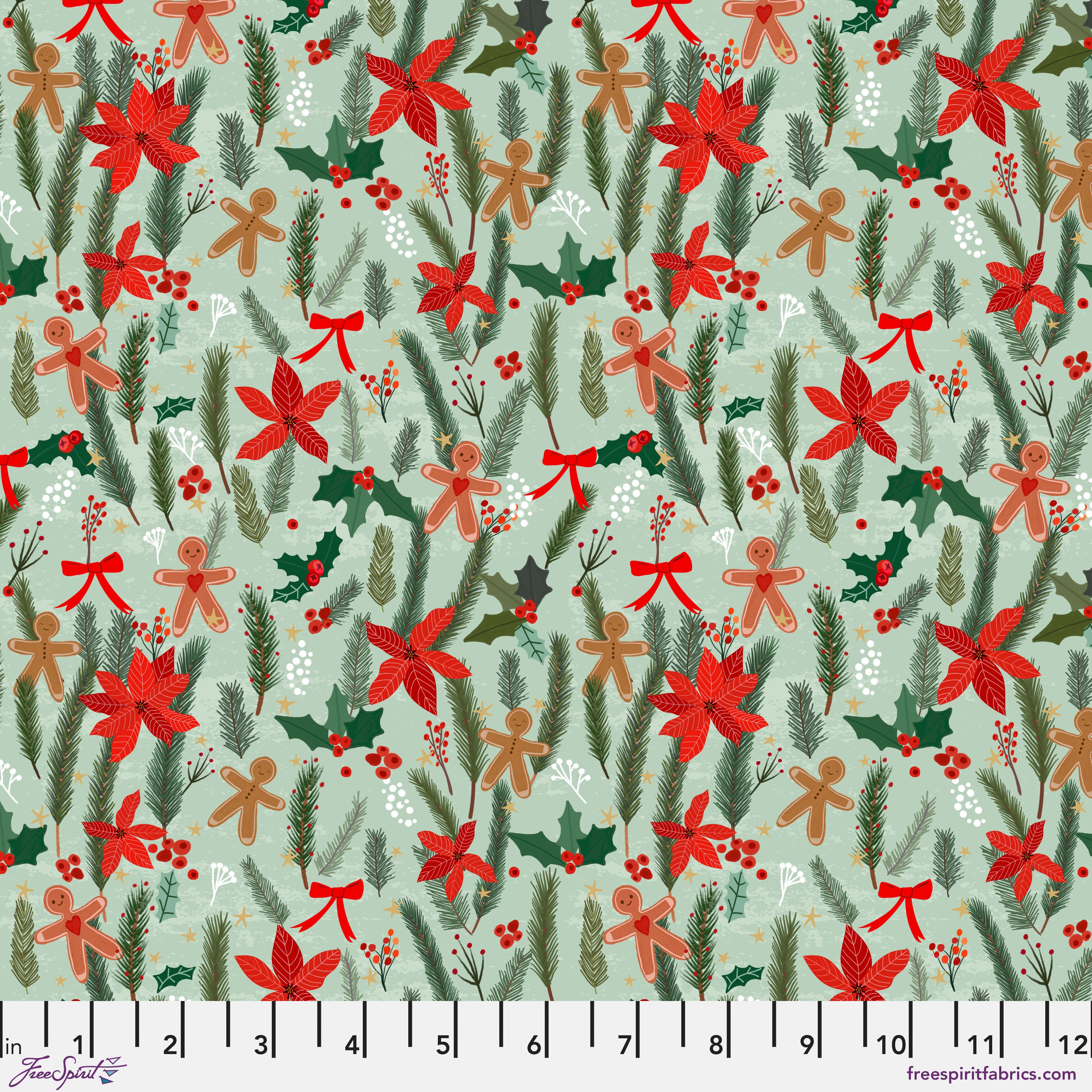 Christmas Spirit | Ginger Heart - Sage by Mia Charro for Free Spirit | PWMC074.XSAGE