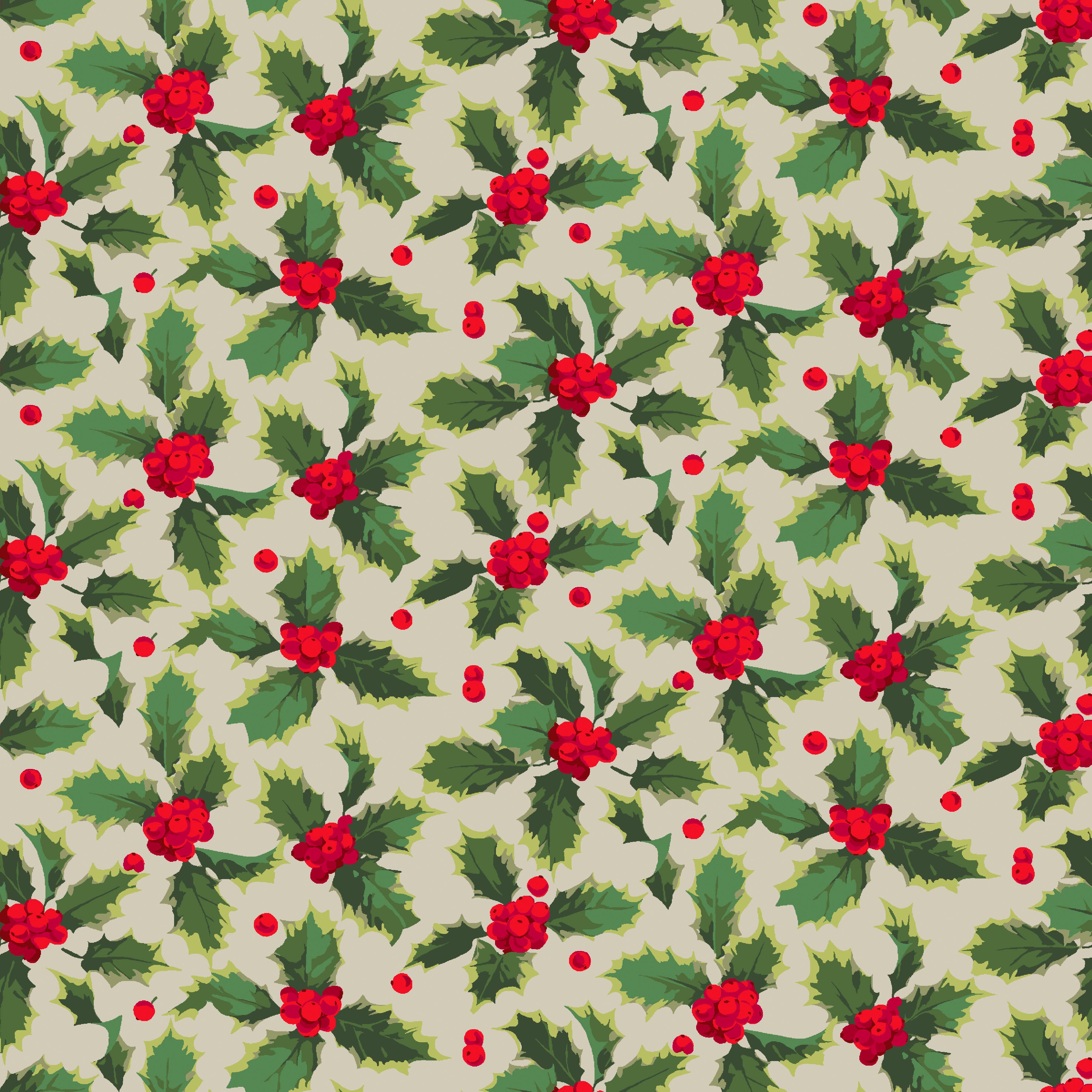 Winterberry | Holly - Natural by Martha Negley for Free Spirit | PWMN037.NATURAL