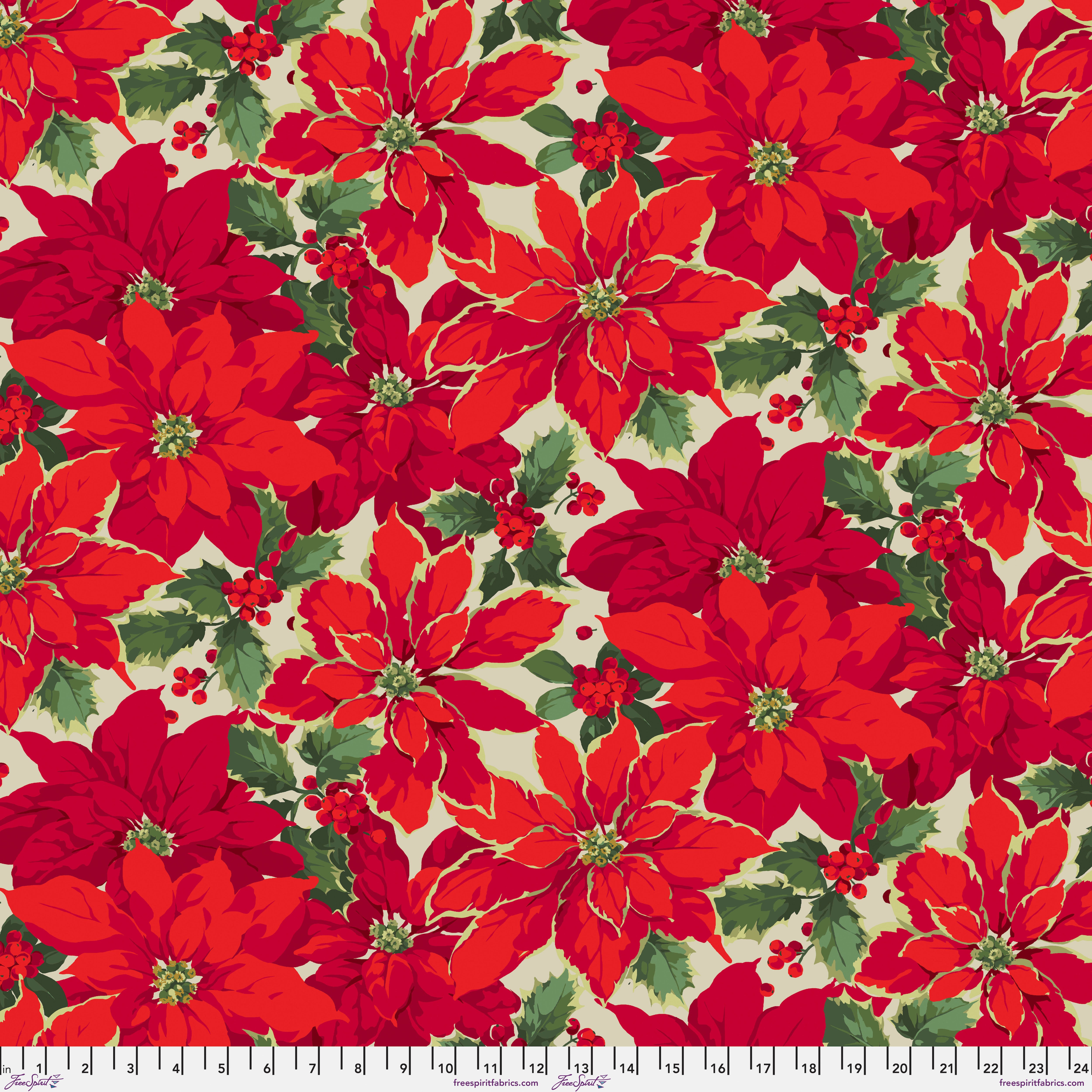 Winterberry | Poinsettia - Natural by Martha Negley for Free Spirit | PWMN041.NATURAL