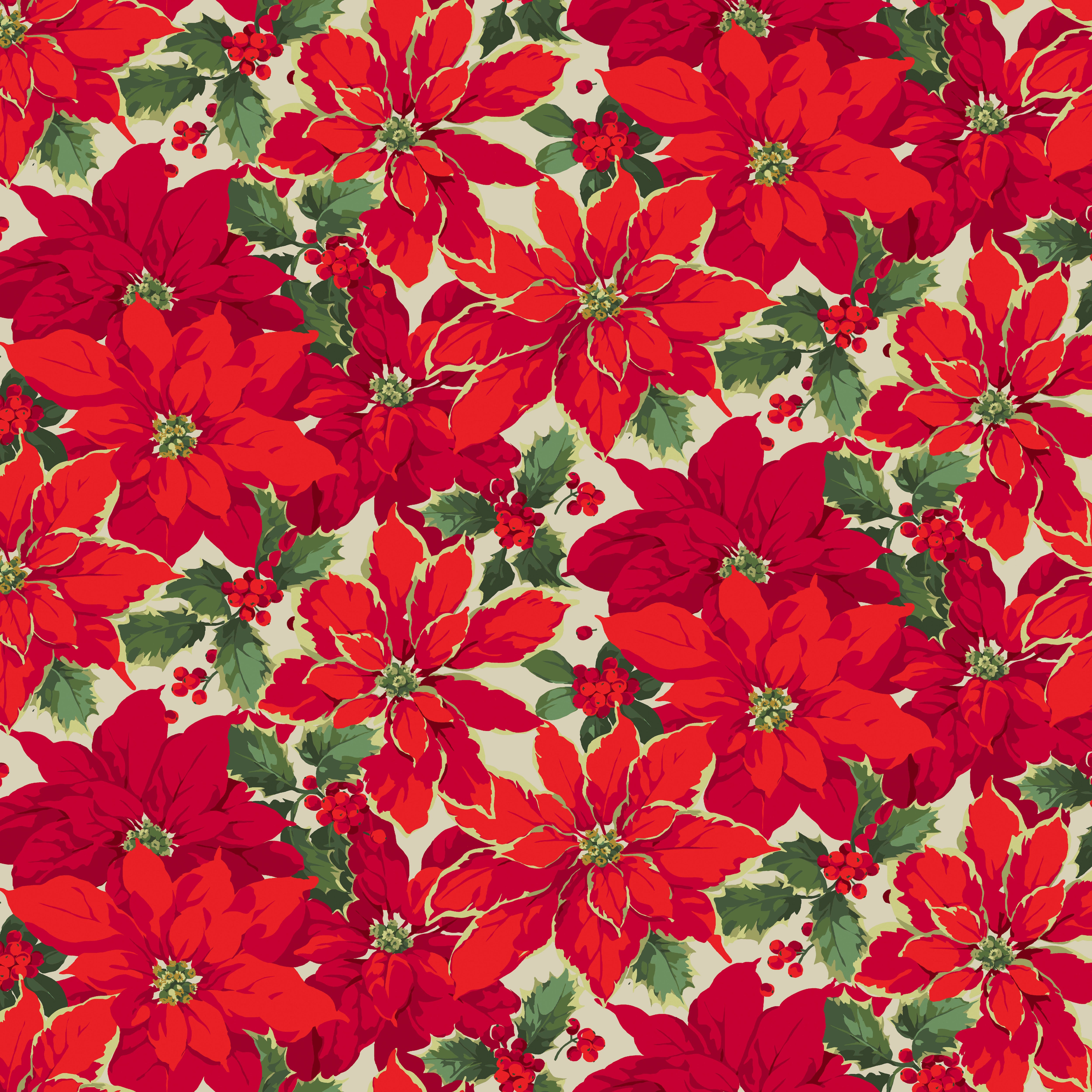 Winterberry | Poinsettia - Natural by Martha Negley for Free Spirit | PWMN041.NATURAL