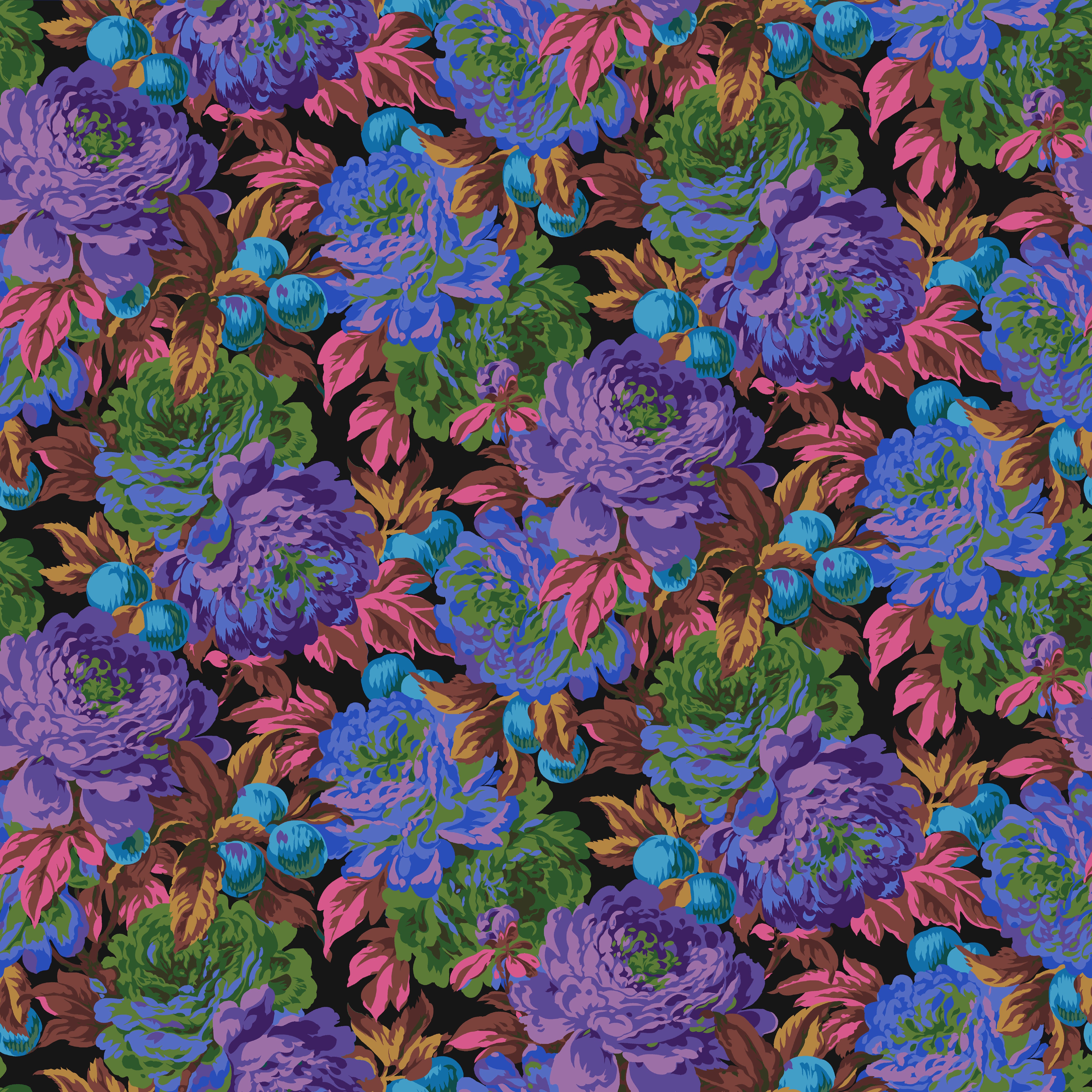 Stash | Luscious - Black by Kaffe Fassett Collective for Free Spirit | PWPJ011.BLACK