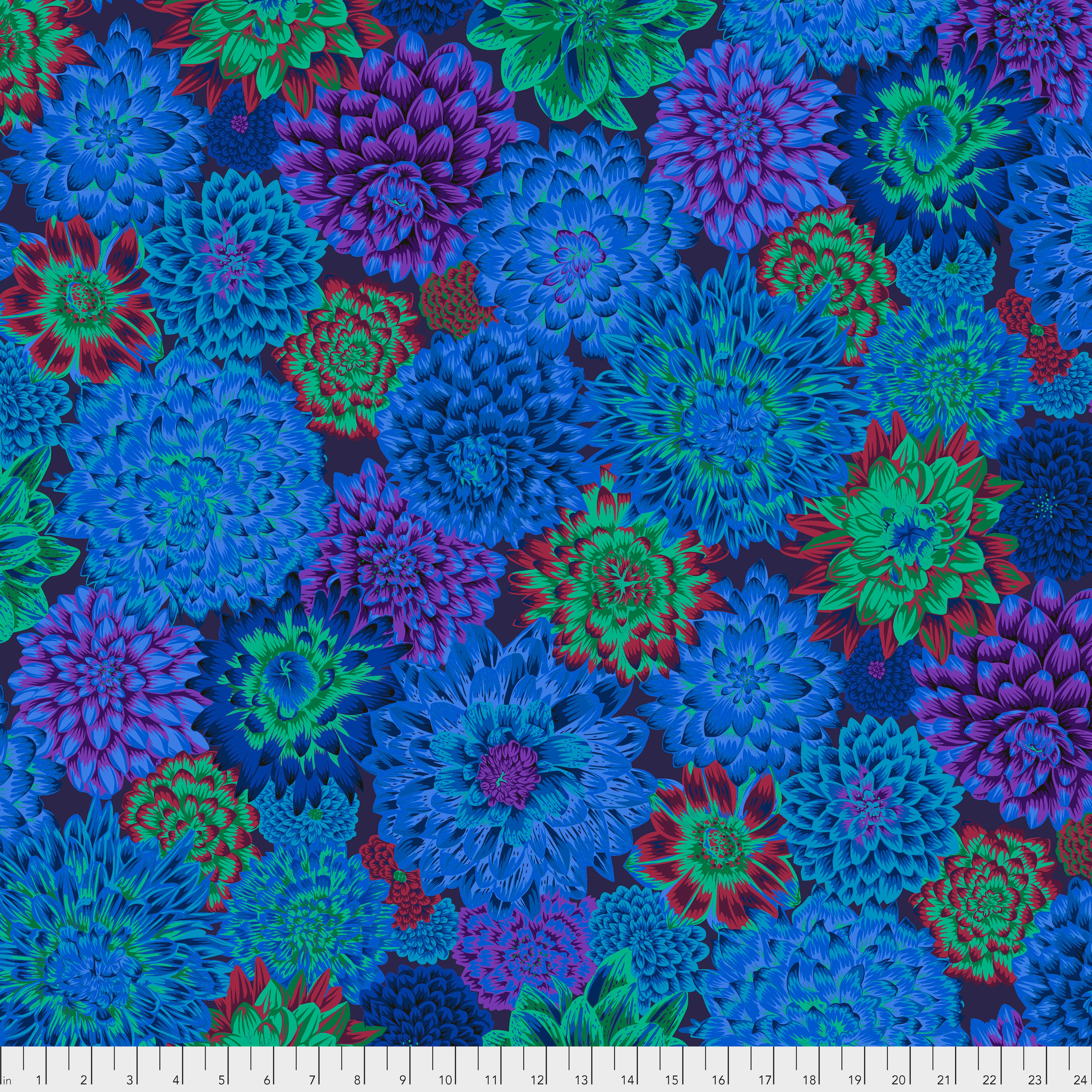 Stash | Dancing Dahlias Blue by Kaffe Fassett Collective for Free Spirit