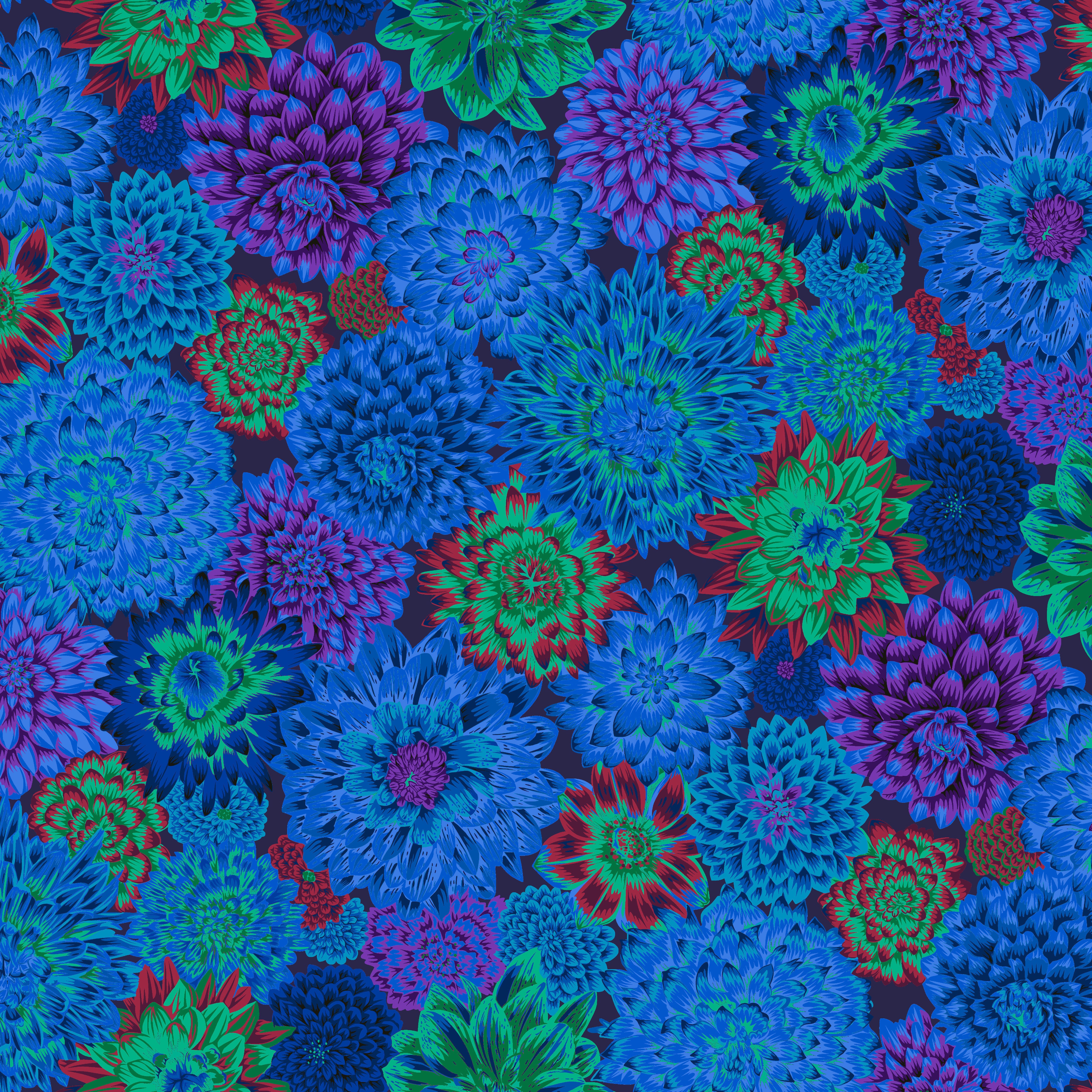 Stash | Dancing Dahlias Blue by Kaffe Fassett Collective for Free Spirit