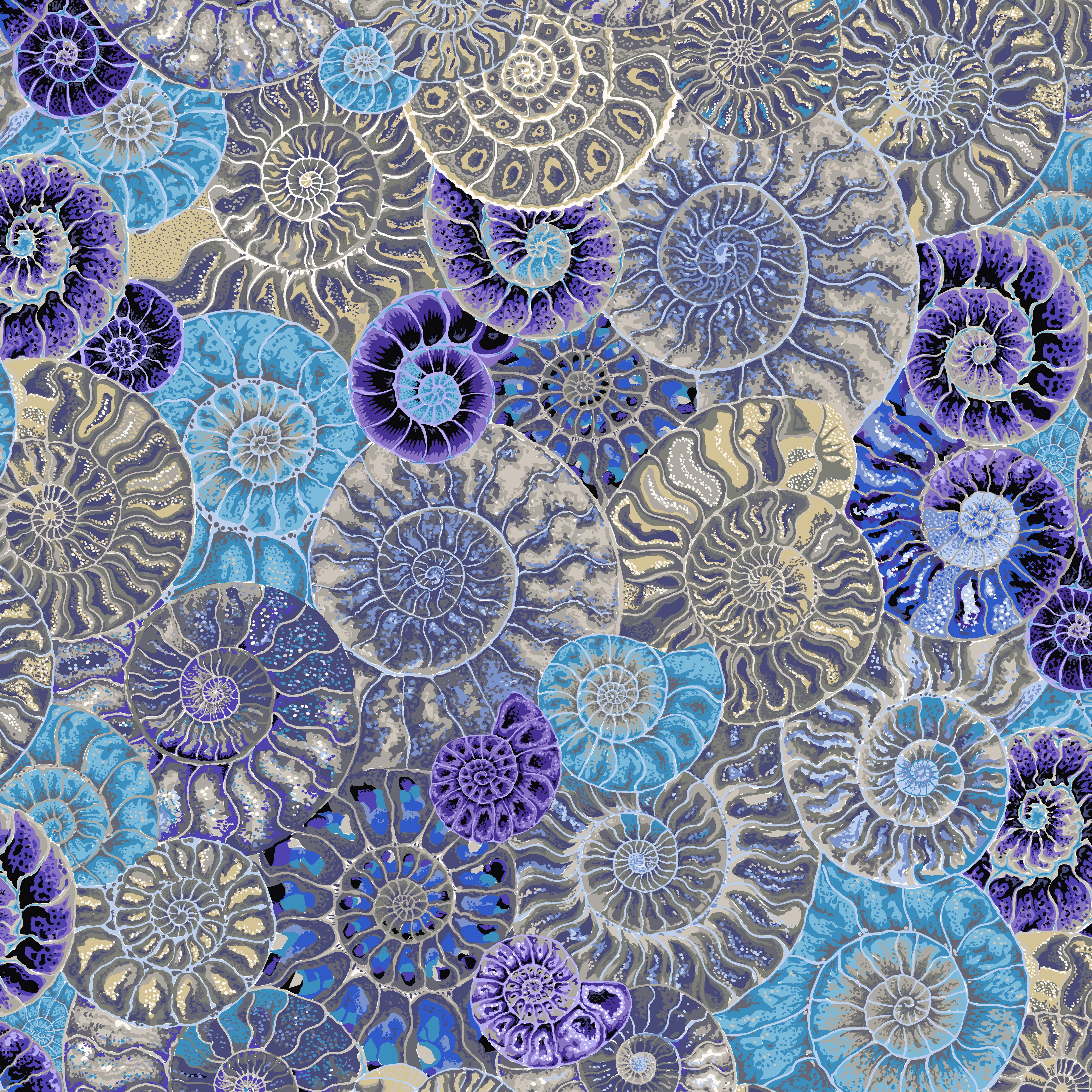 August 2024 | Ammonites - Blue by Philip Jacobs for the Kaffe Fassett Collective | PWPJ128.BLUE