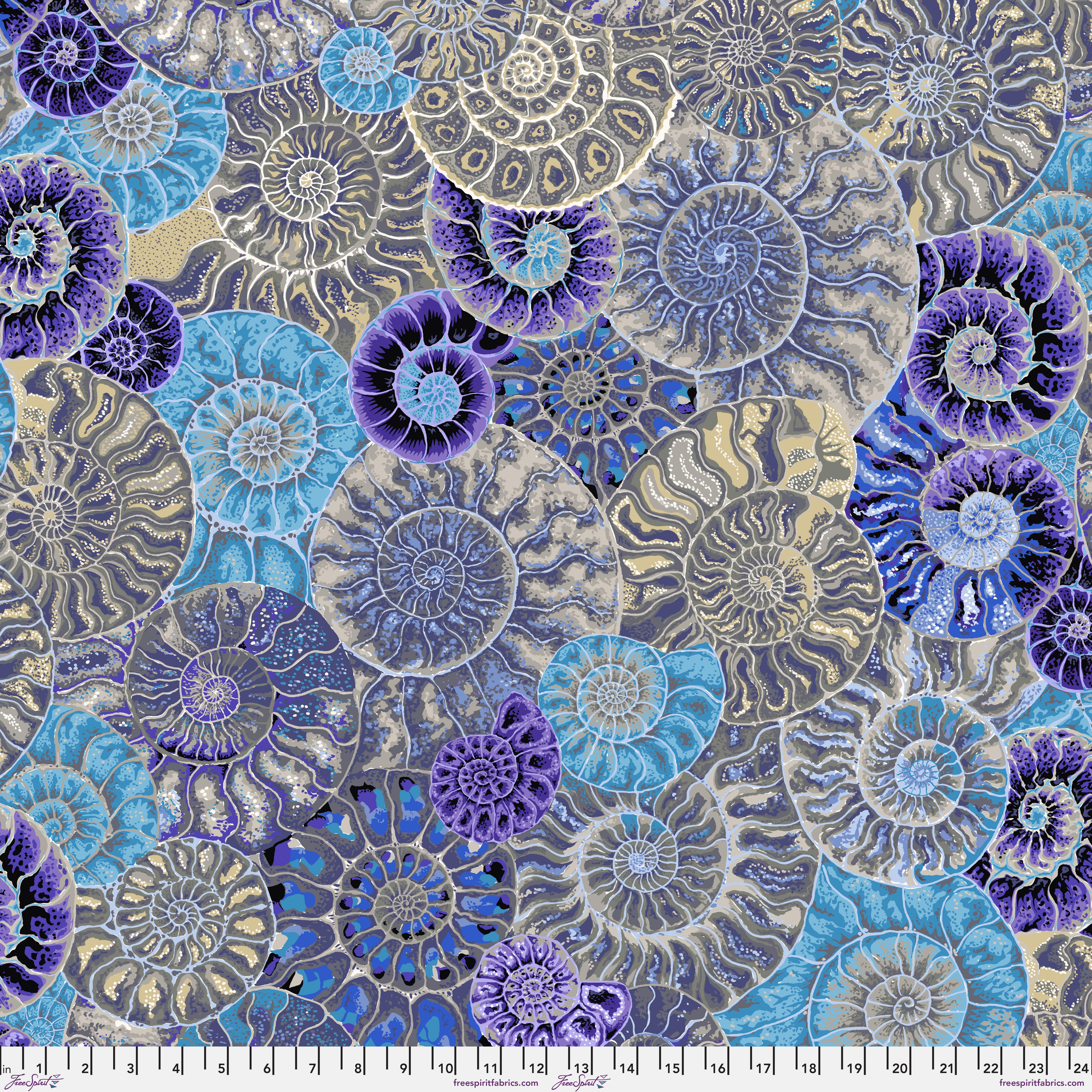 August 2024 | Ammonites - Blue by Philip Jacobs for the Kaffe Fassett Collective | PWPJ128.BLUE