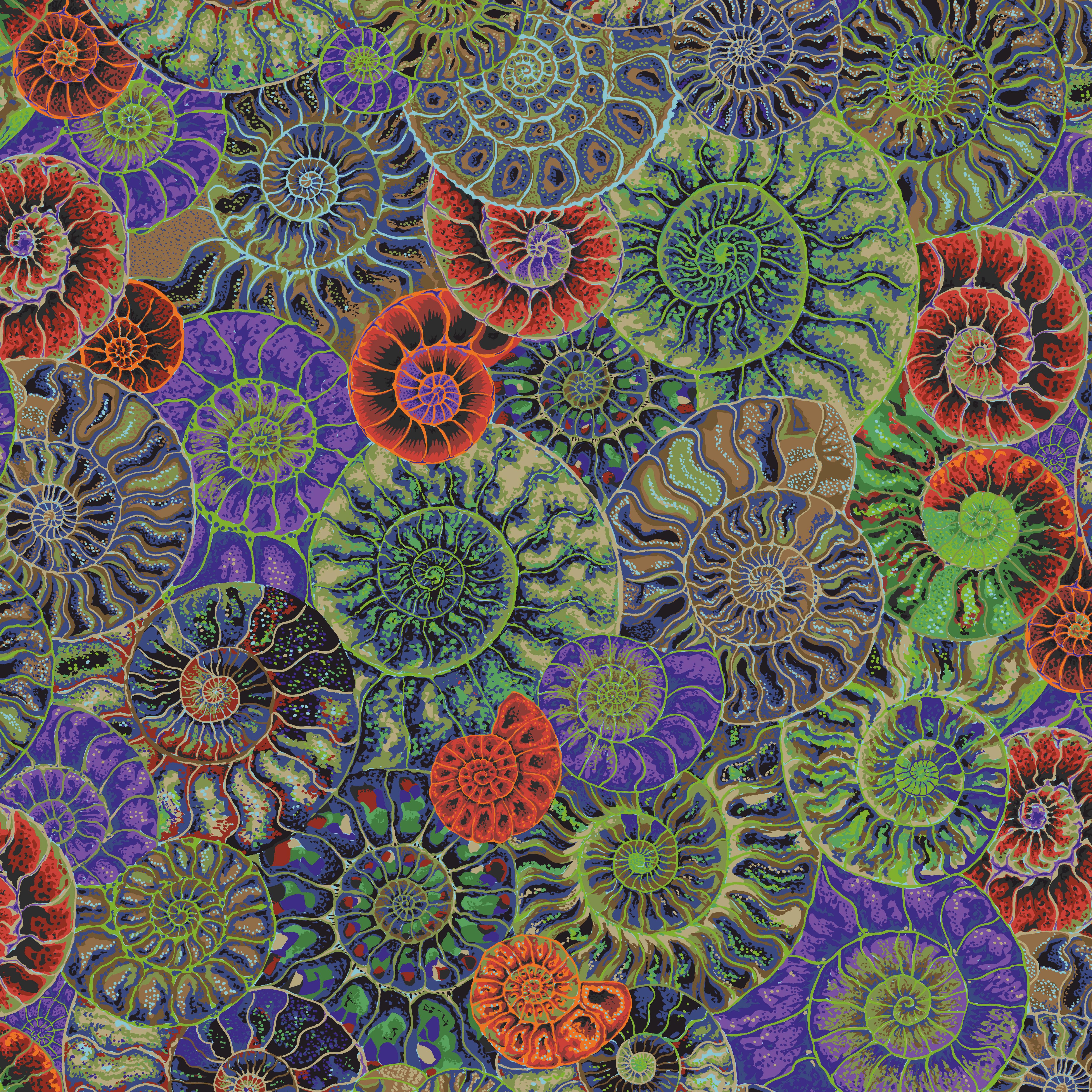 August 2024 | Ammonites - Dark by Philip Jacobs for the Kaffe Fassett Collective | PWPJ128.DARK