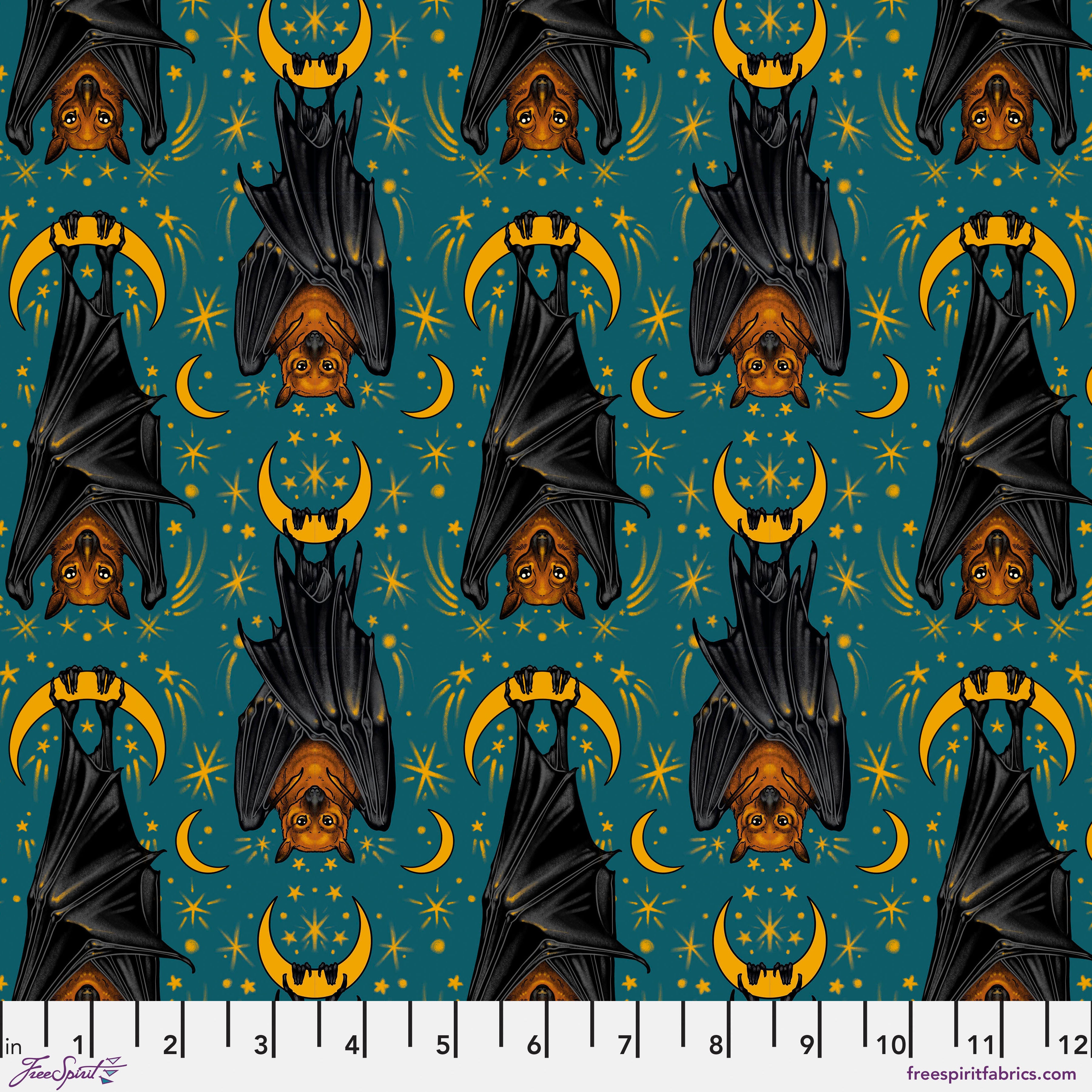 Storybook Halloween | Aim for the Moon - Turquoise by Rachel Hauer for Free Spirit | PWRH058.TURQ