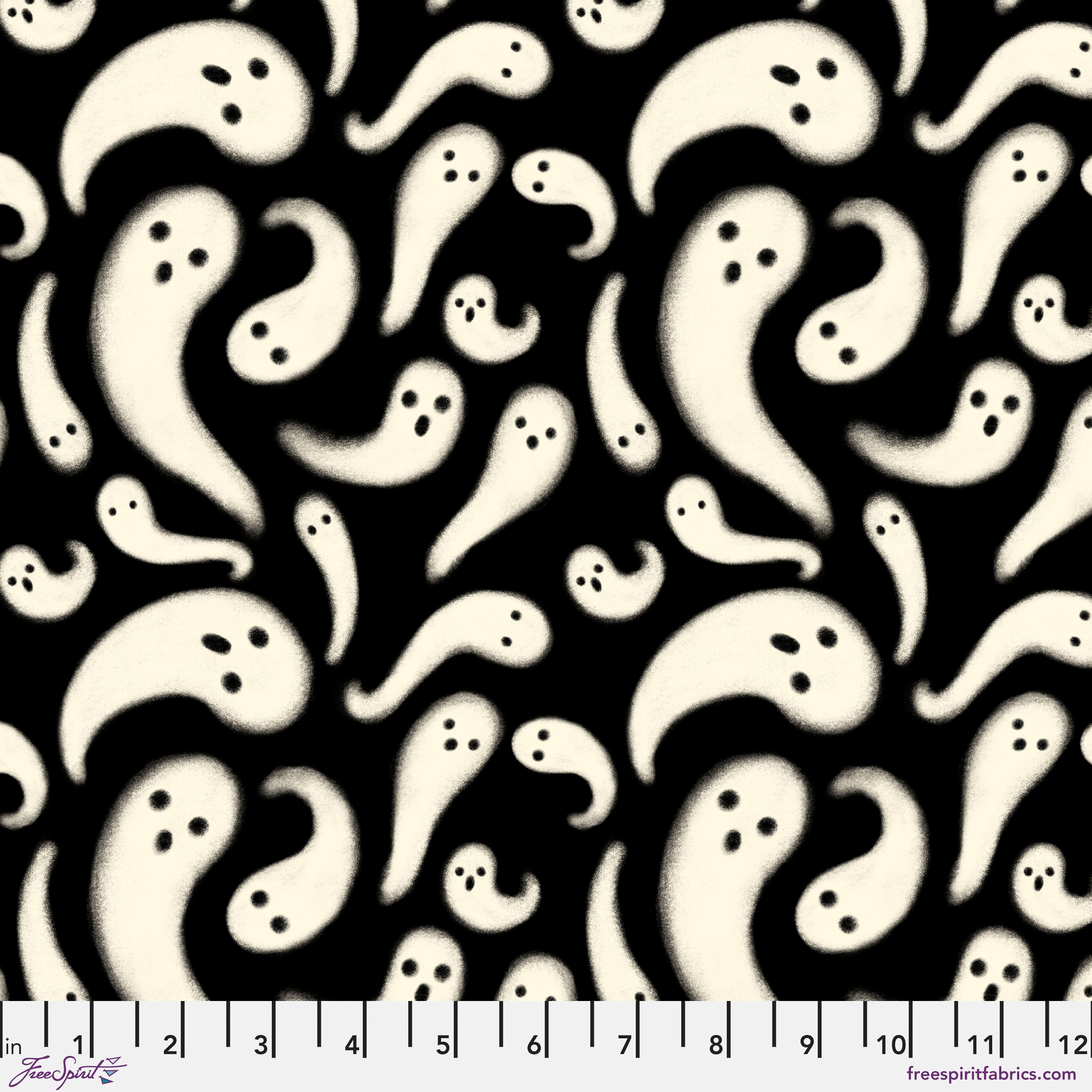 Storybook Halloween | Who Ghost There - Black by Rachel Hauer for Free Spirit | PWRH062.BLACK