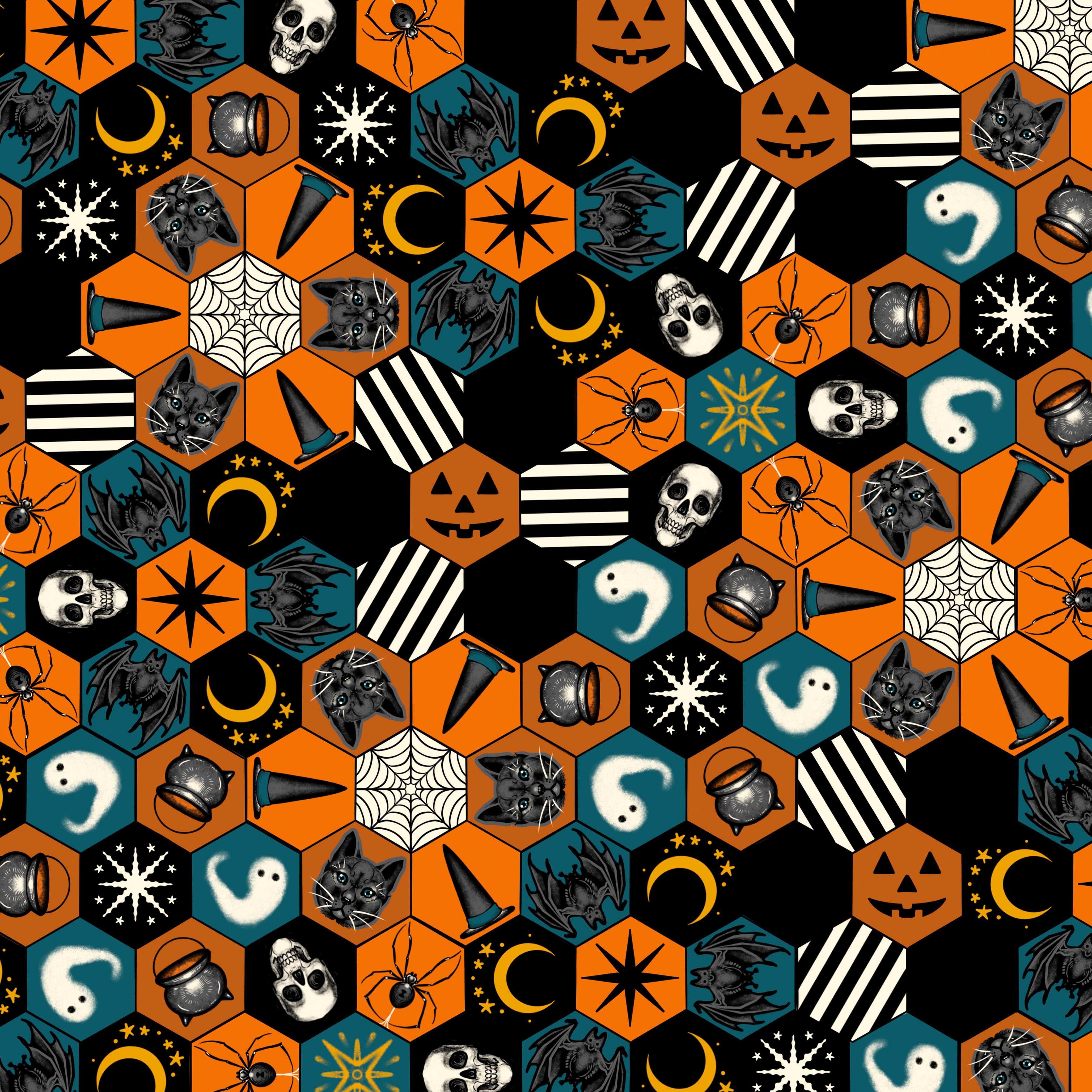 Storybook Halloween | Hexi Cheater - Multi by Rachel Hauer for Free Spirit | PWRH063.MULTI