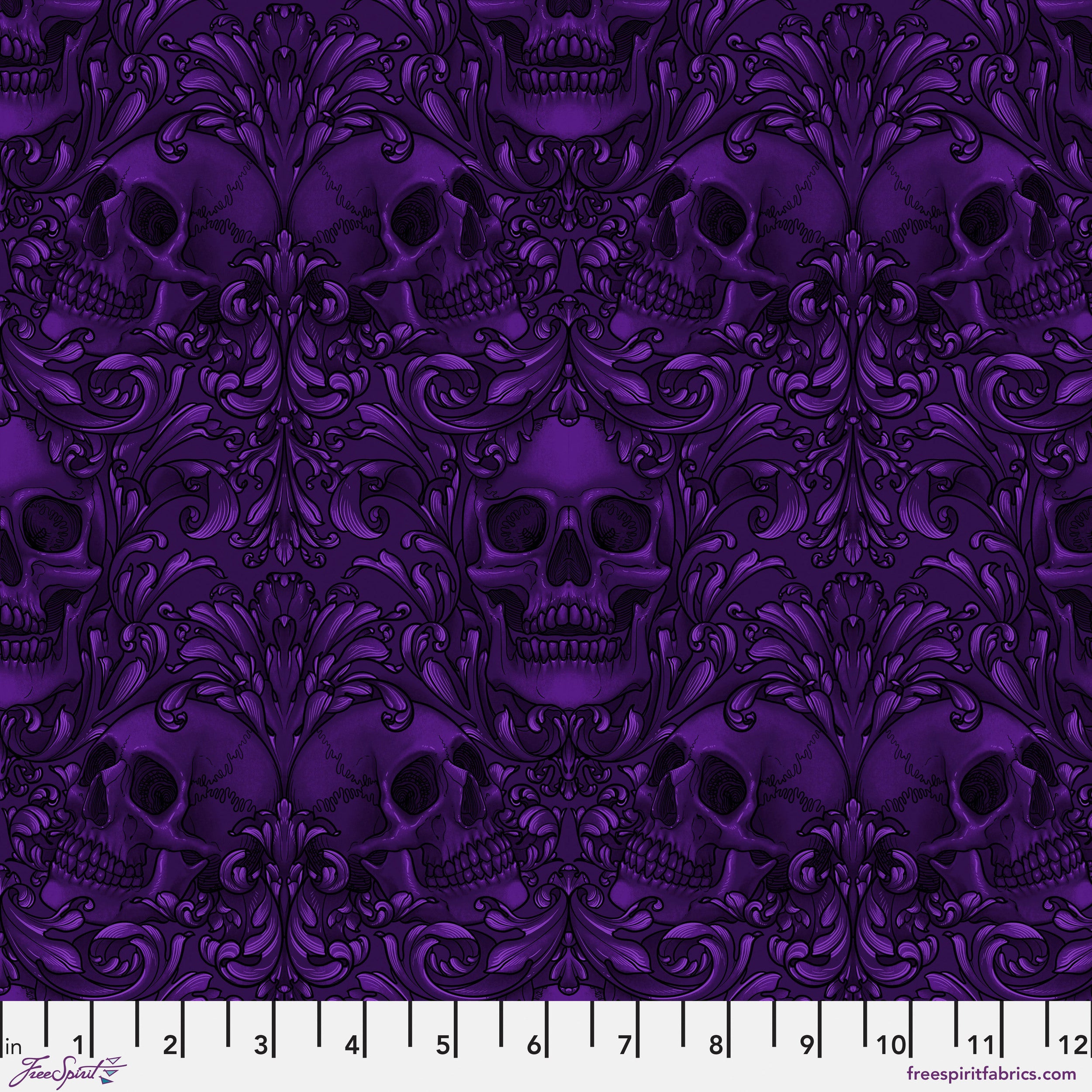 Mystic Moonlight | Skull Damask - Purple by Rachel Hauer for Free Spirit