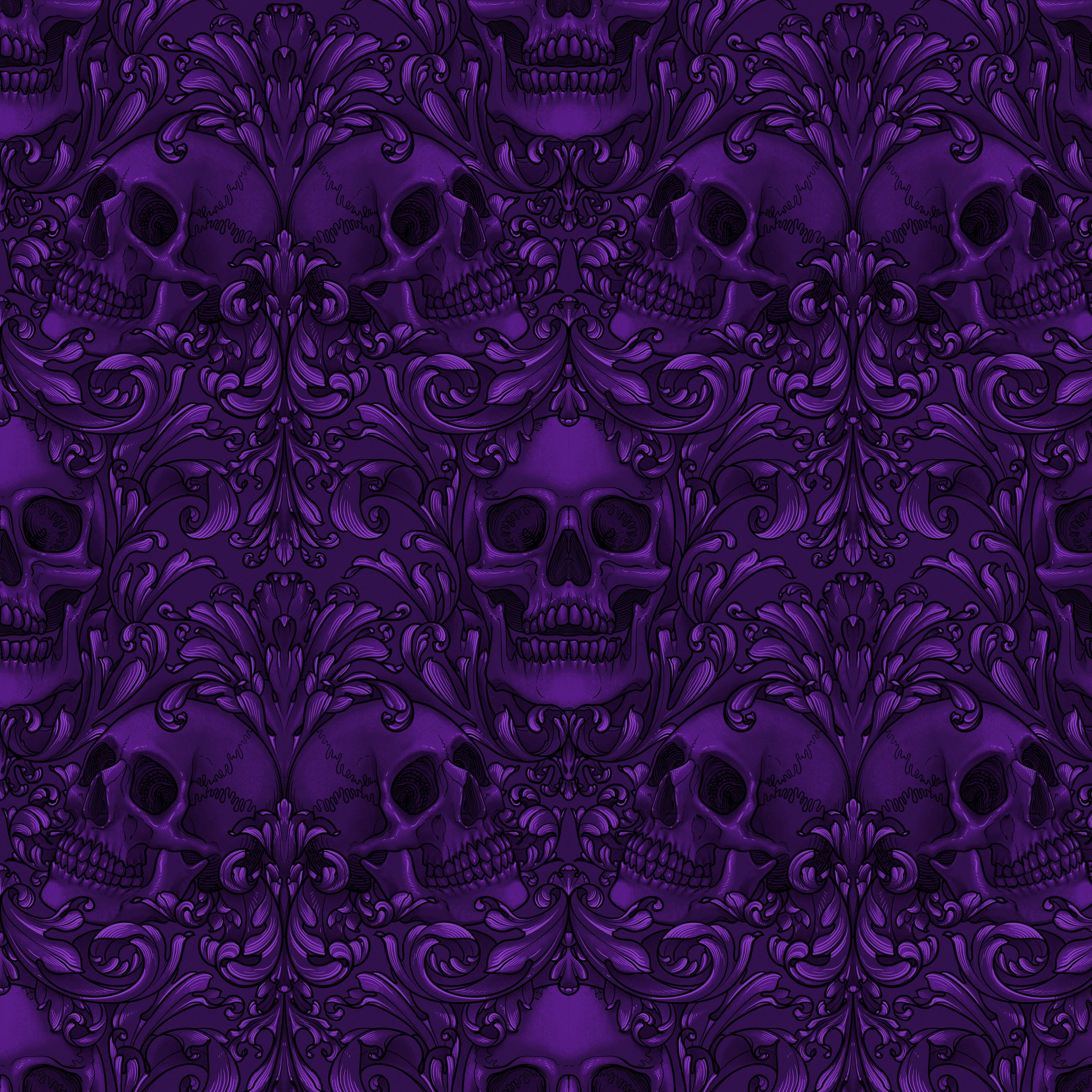 Mystic Moonlight | Skull Damask - Purple by Rachel Hauer for Free Spirit