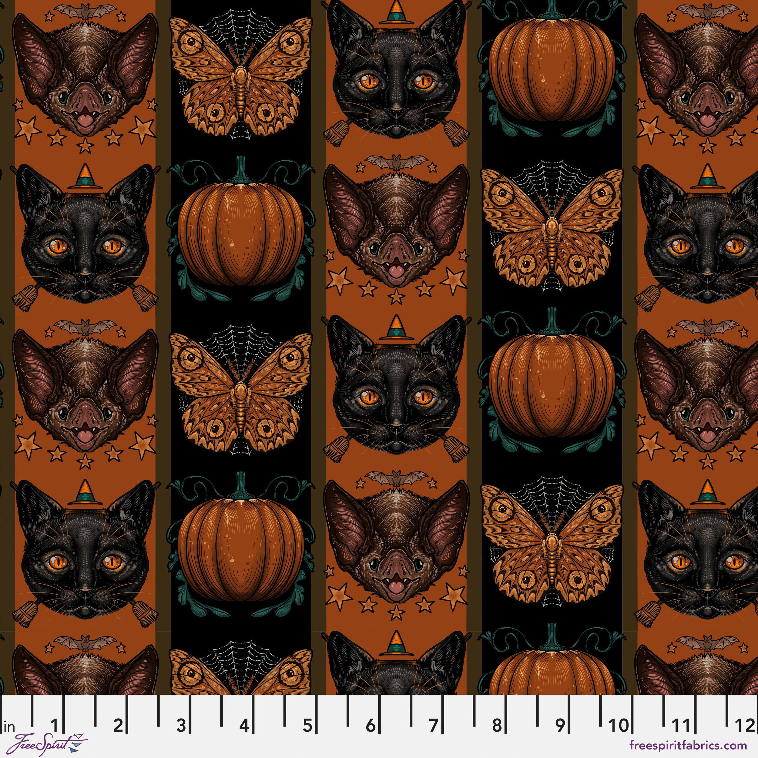 Mystic Moonlight | Halloween Stripe - Orange by Rachel Hauer for Free Spirit