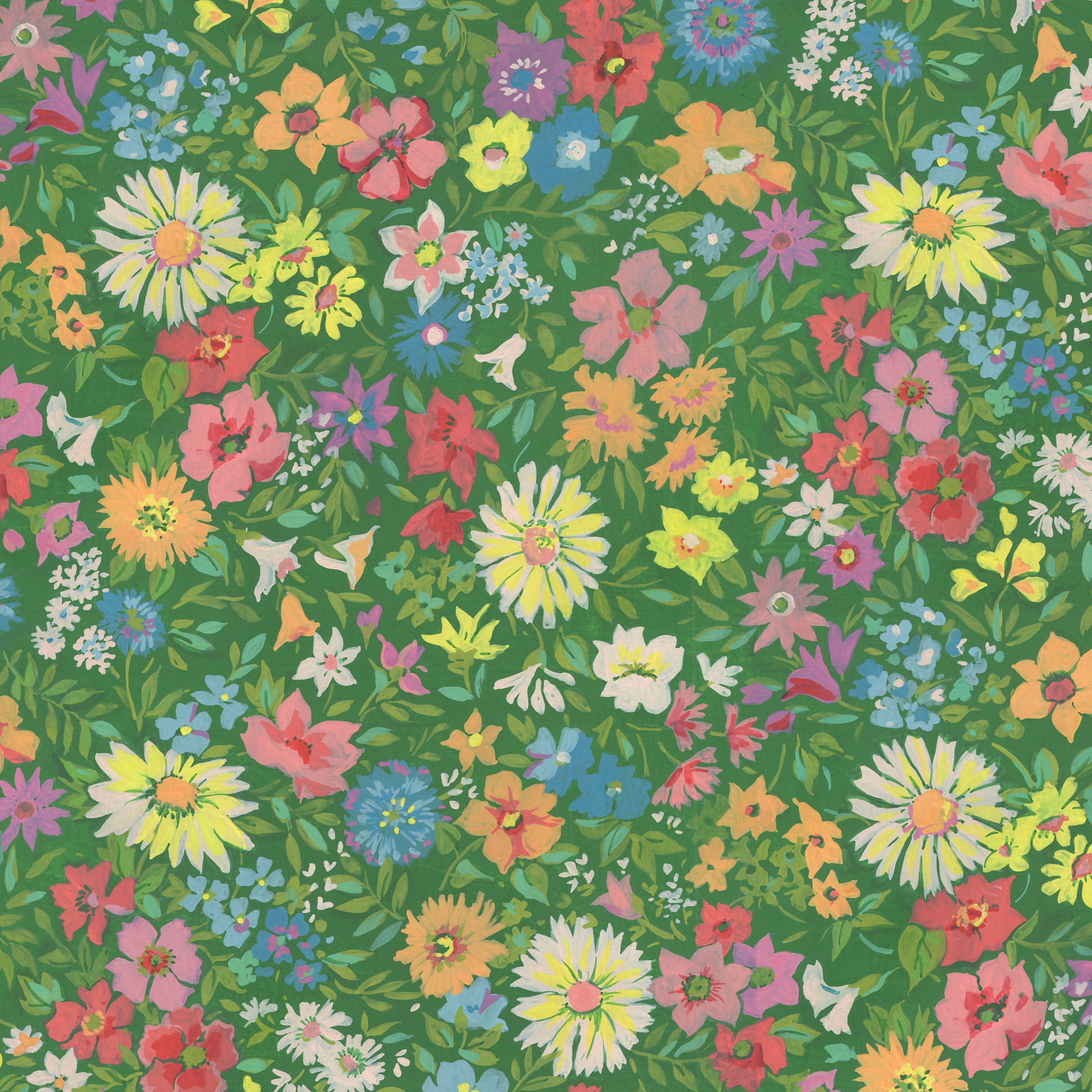 Parterre - Flowerbed Green by Sarah Campbell for Free Spirit