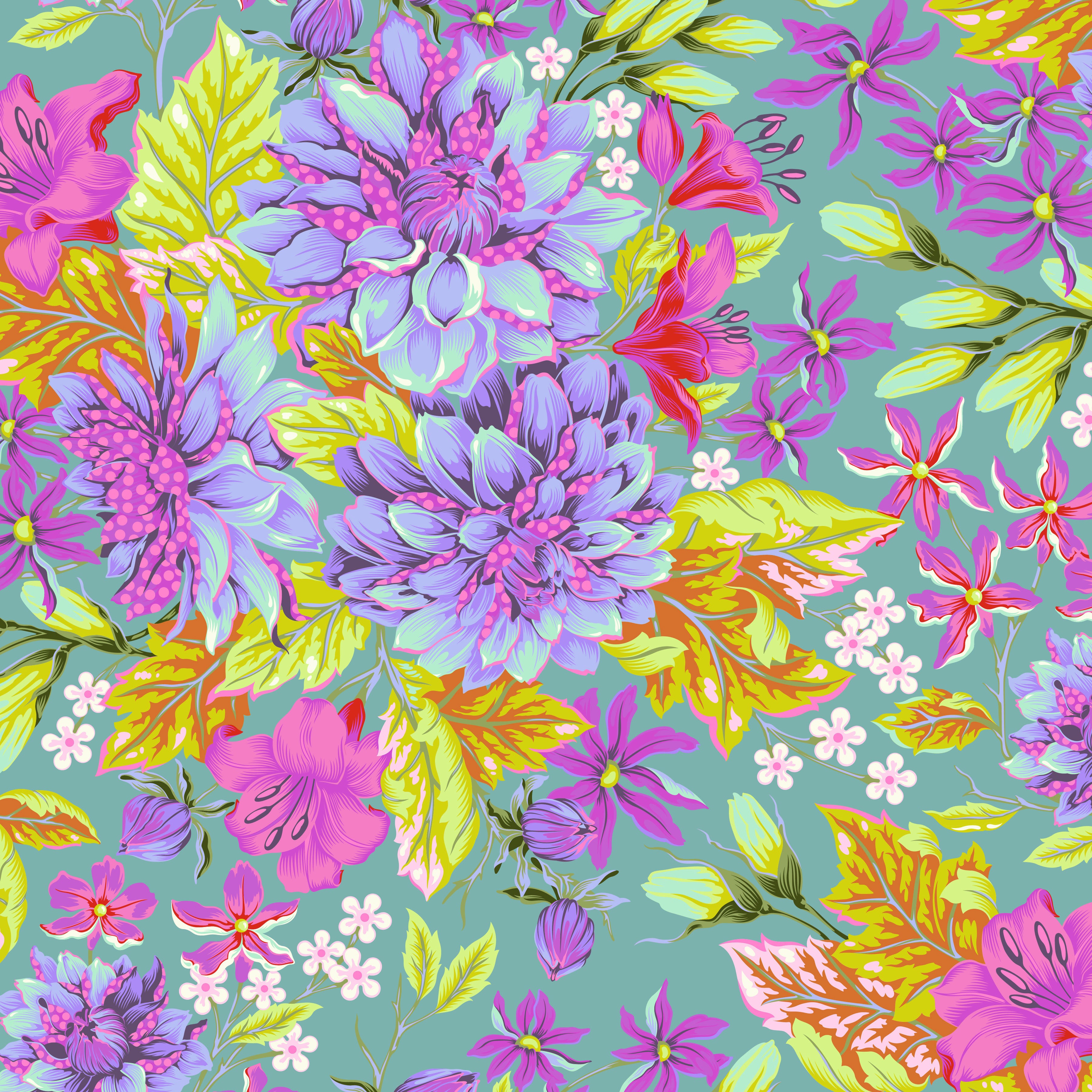 Untamed | Hello Dahlia - Moonbeam with Neon Accents by Tula Pink for Free Spirit | PWTP234.COSMIC