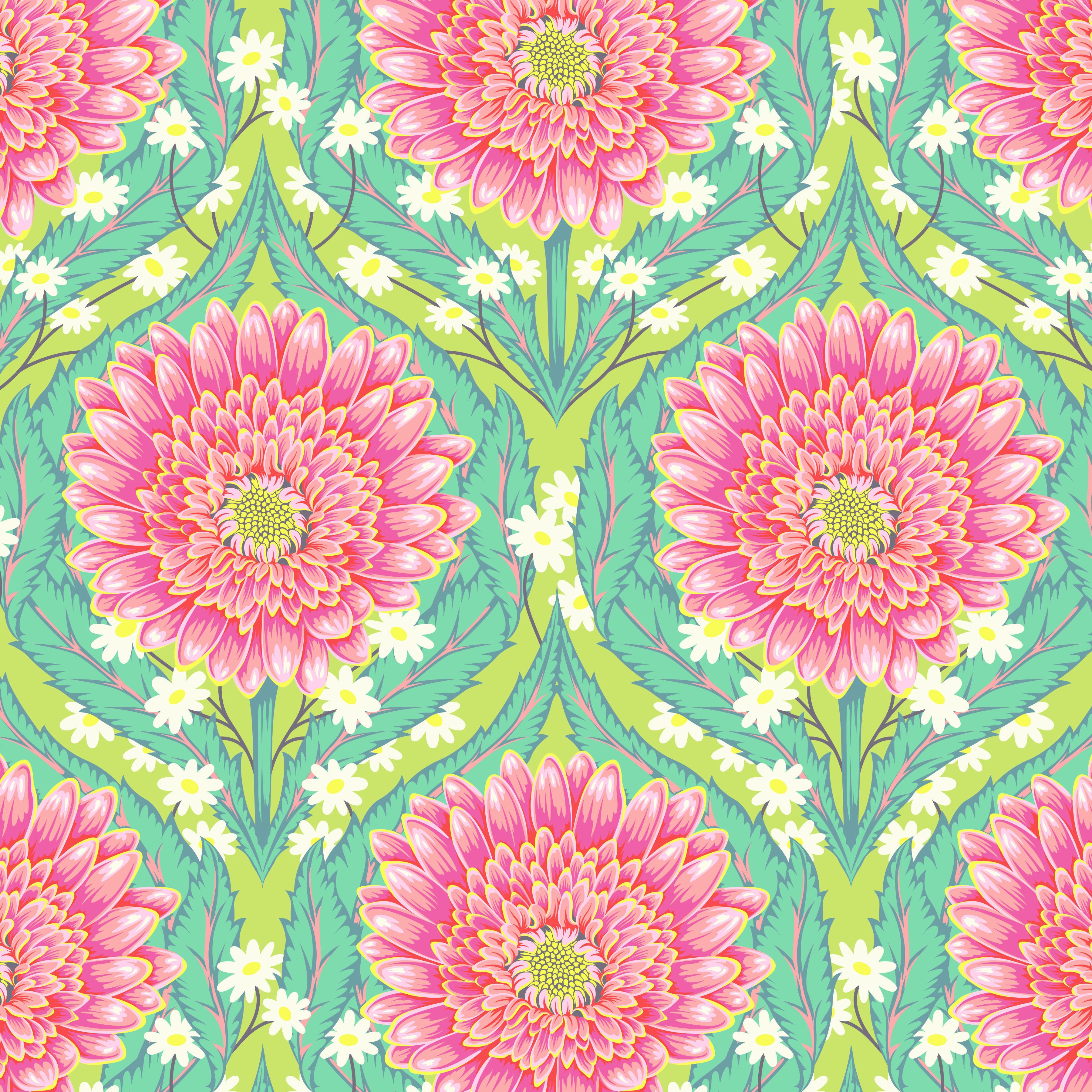 Untamed | Daisy and Confused - Moonbeam with Neon Accents by Tula Pink for Free Spirit | PWTP236.MOONBEAM