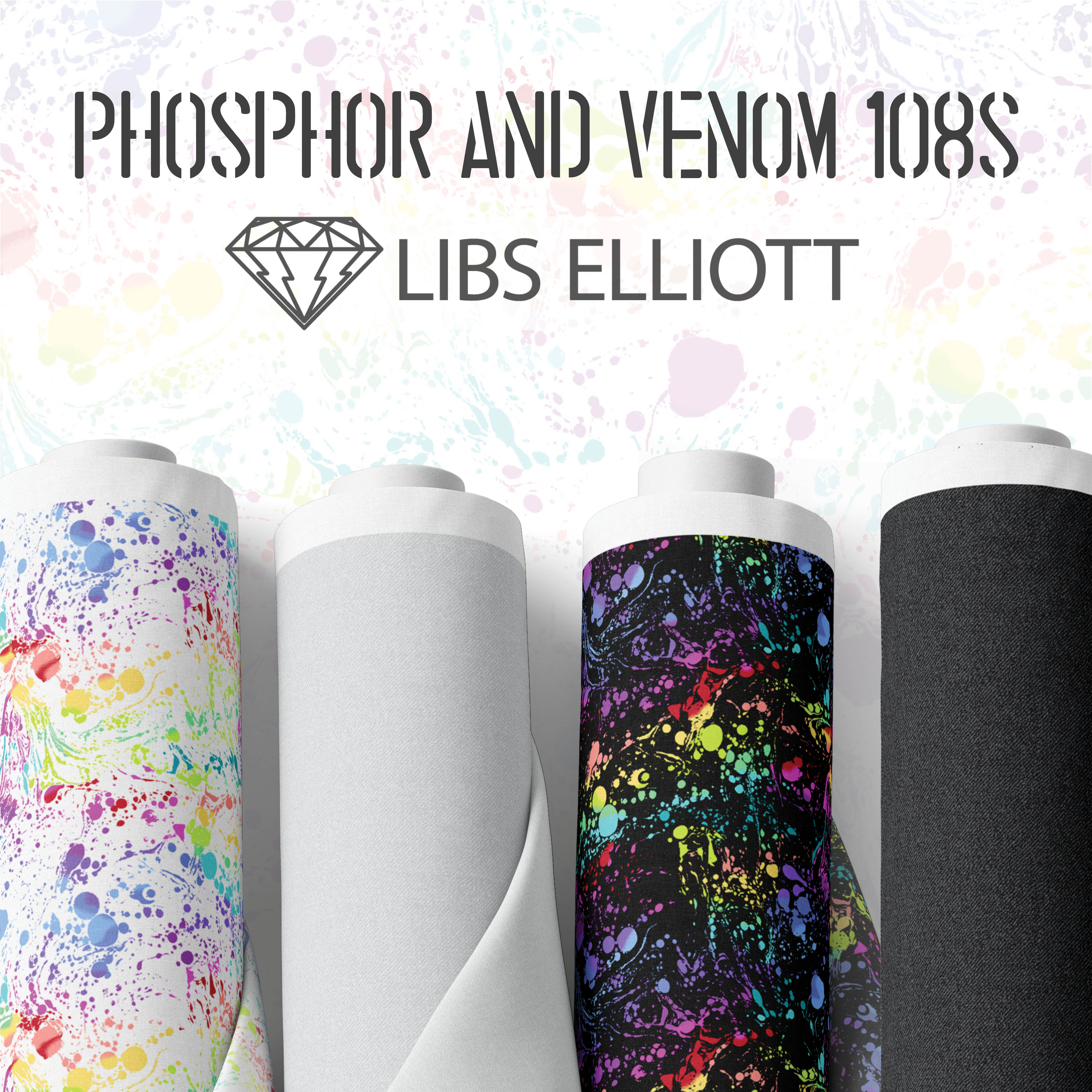 Phosphor & Venom 108s | White Venom Quilt Backing by Libs Elliott for Andover Fabrics | AW-1189-L