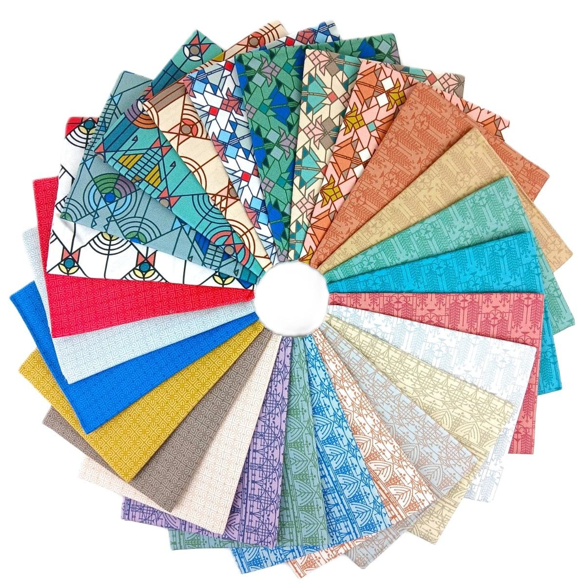 Frank Lloyd Wright Collection | Fat Quarter Bundle - April Showers, Coonley Tulip, The House Beautiful | 26 pcs