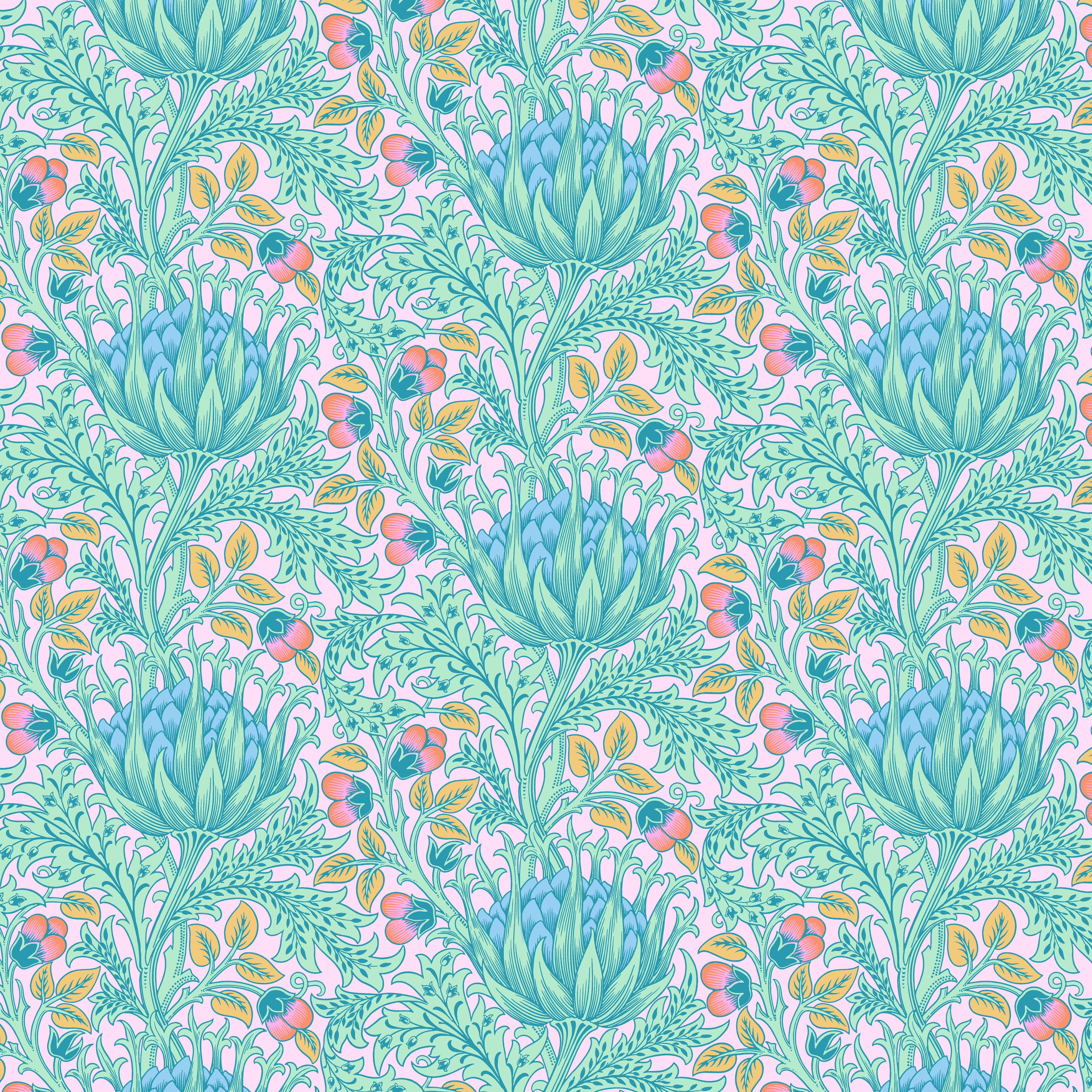 Kaffe Fassett x Morris & Co. | Artichoke - Lavender 108" Backing Fabric by Free Spirit | QBKW001.LAVENDER