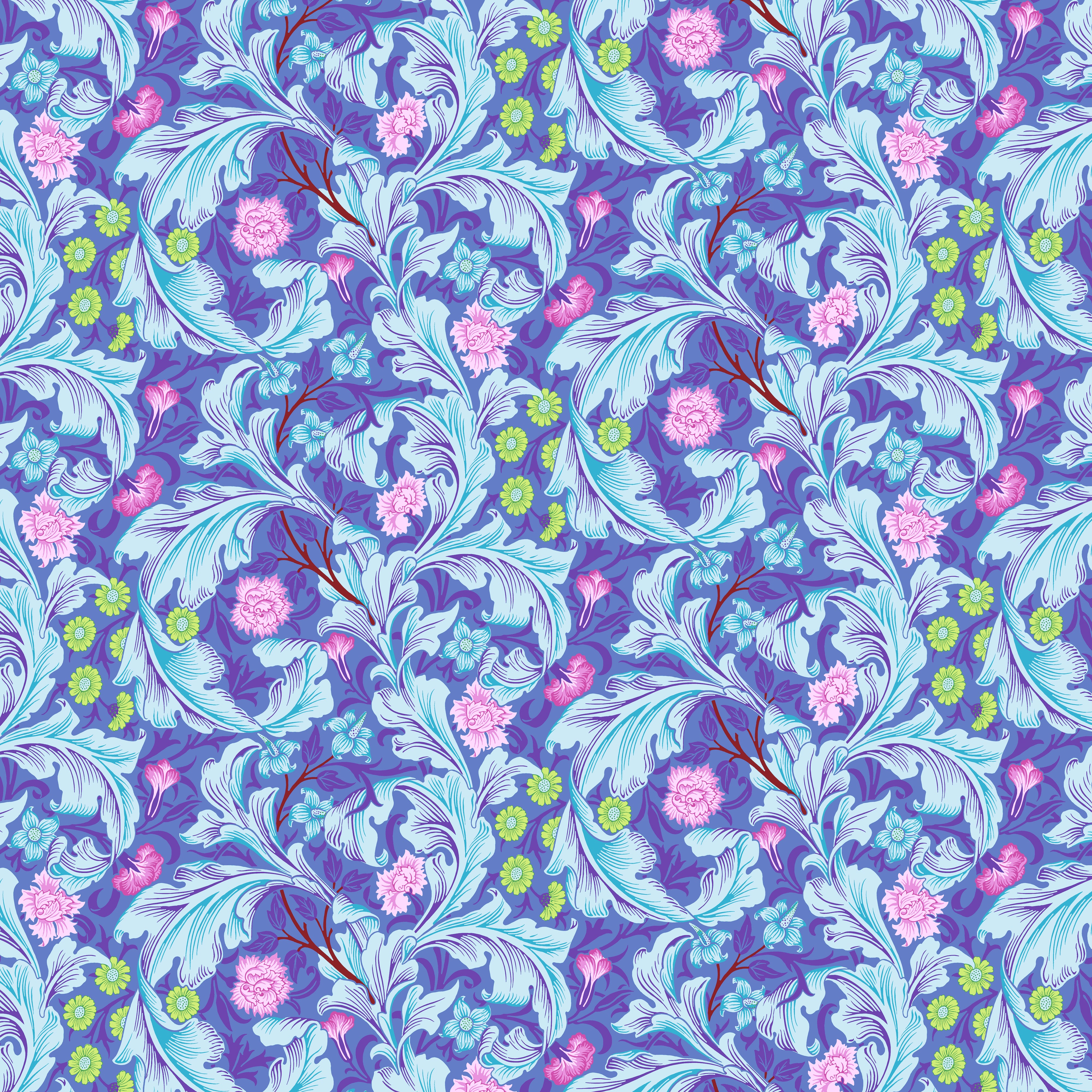 Kaffe Fassett x Morris & Co. | Leicester - Cobalt 108" Backing Fabric by Free Spirit | QBKW002.COBALT