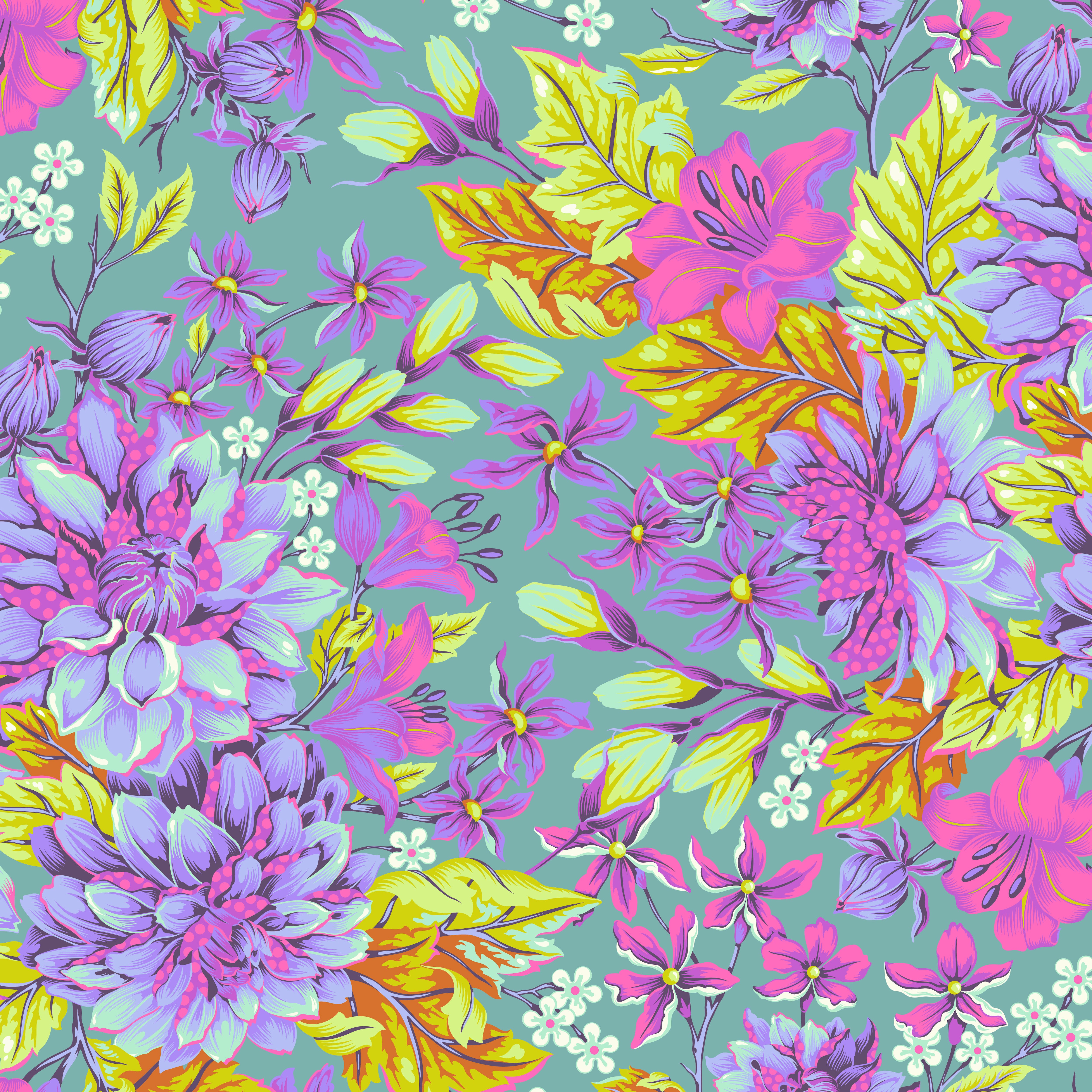 Untamed | Hello Dahlia - Cosmic 108" Wide Quilt Backing with Neon Accents by Tula Pink for Free Spirit | QBTP017.COSMIC