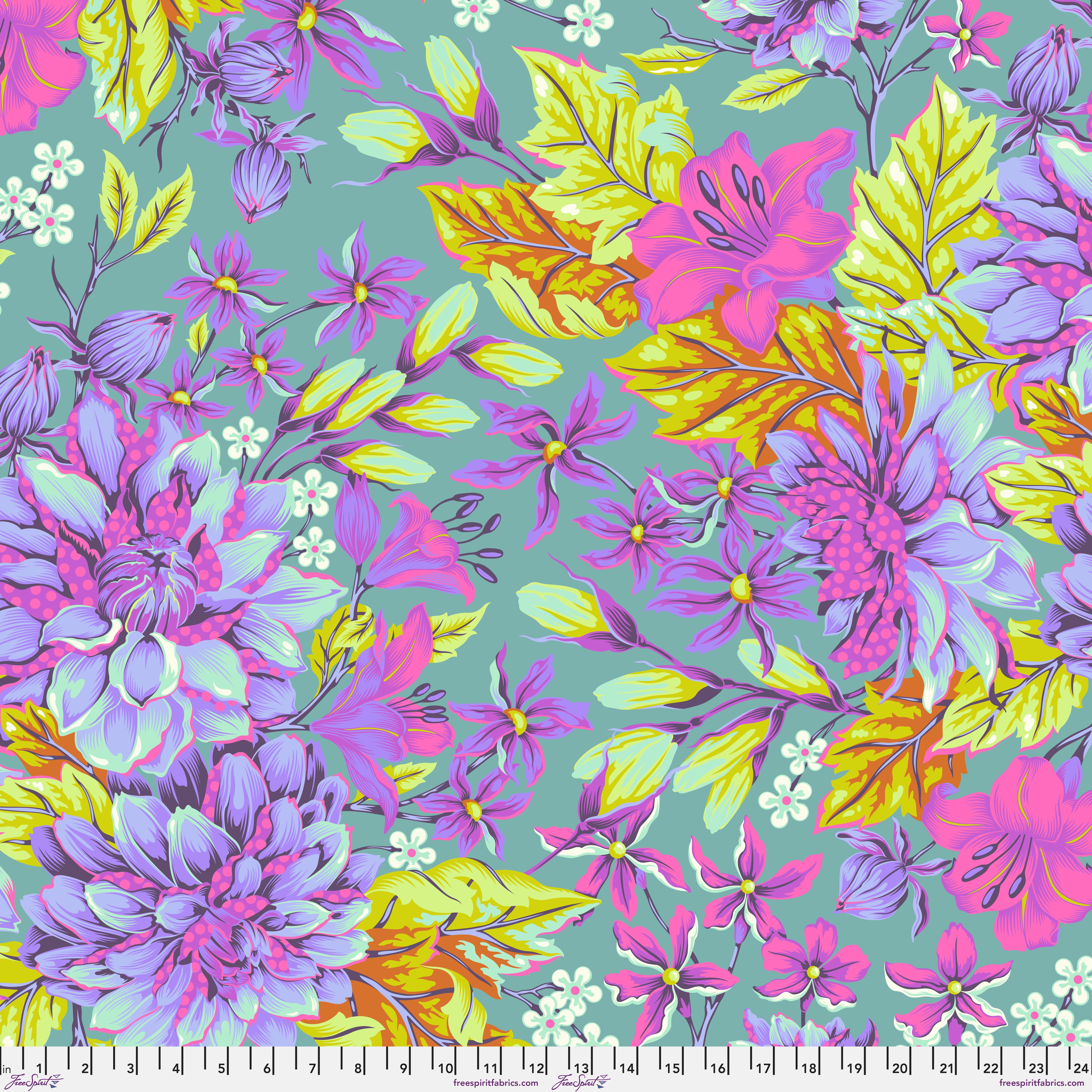 Untamed | Hello Dahlia - Cosmic 108" Wide Quilt Backing with Neon Accents by Tula Pink for Free Spirit | QBTP017.COSMIC