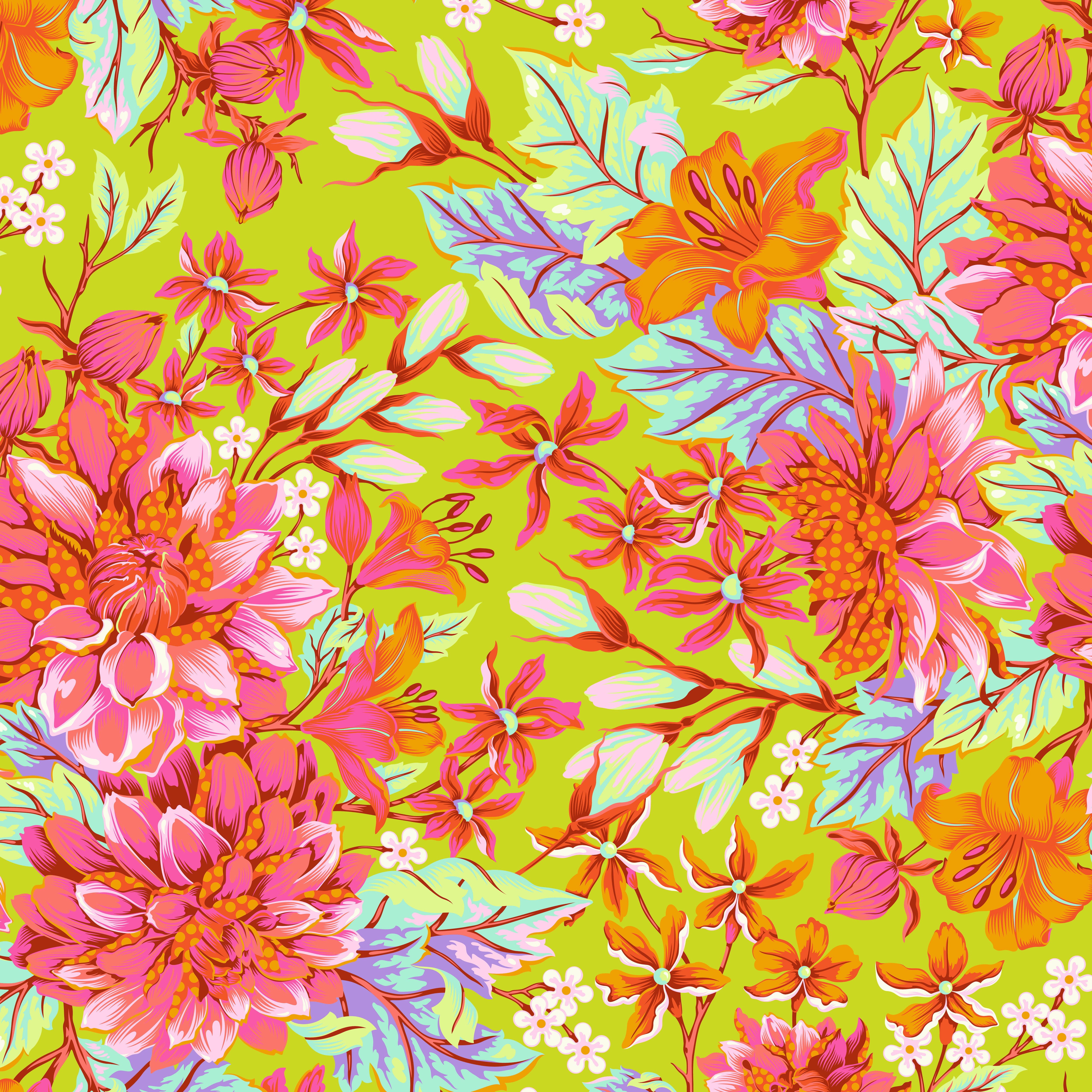 Untamed | Hello Dahlia - Lunar 108" Wide Quilt Backing with Neon Accents by Tula Pink for Free Spirit | QBTP017.LUNAR