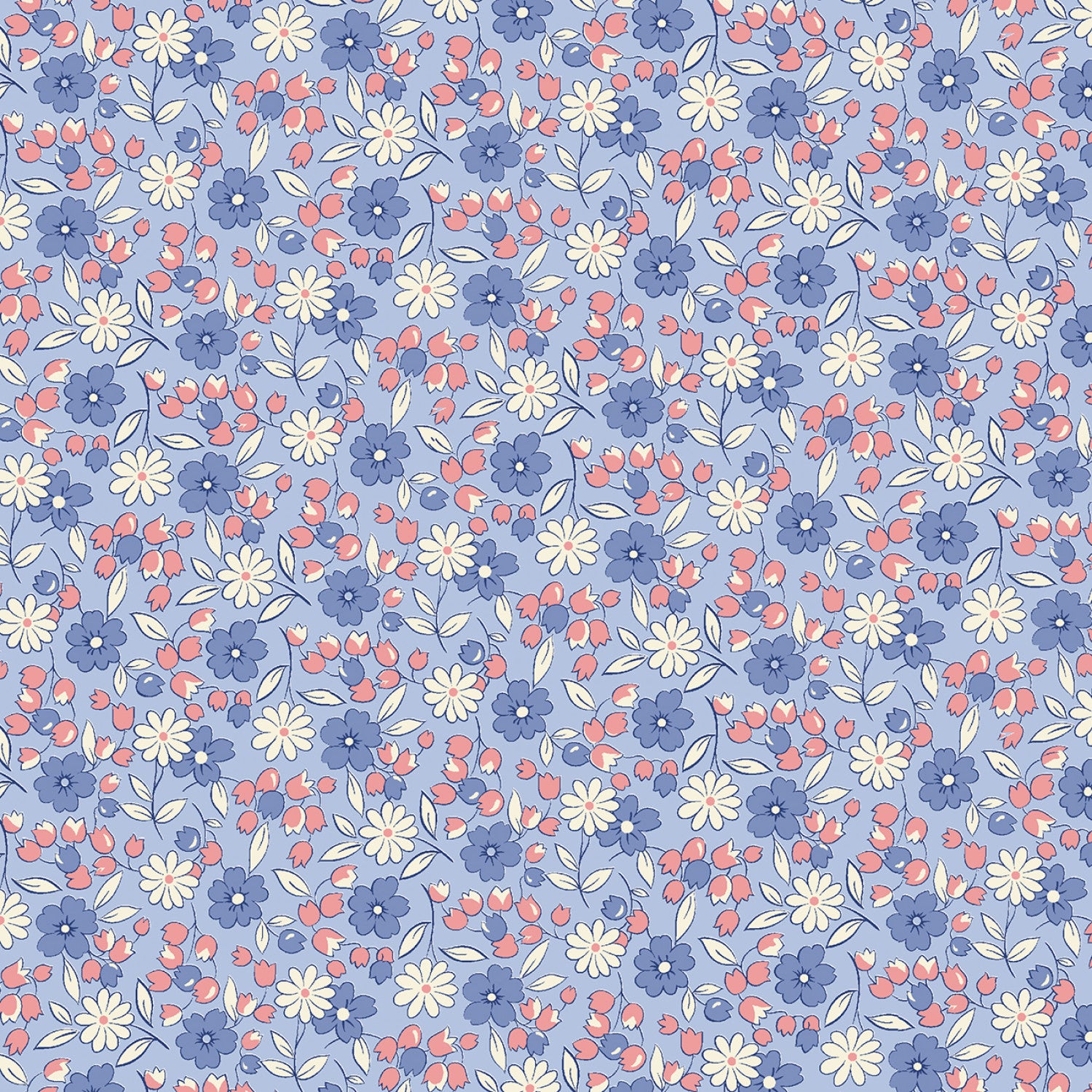 Aunt Grace Garden Variety | Blue Daisy & Friends by Judie Rothermel for Marcus Fabrics | R351025D-BLUE