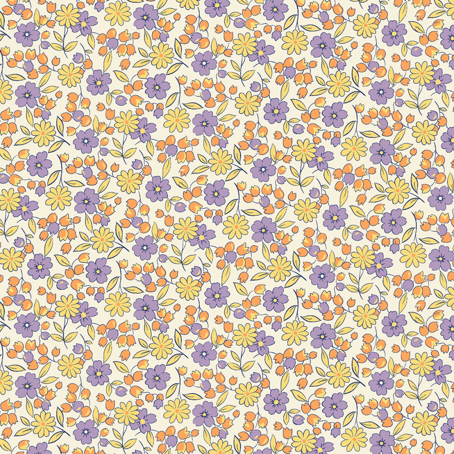 Aunt Grace Garden Variety | Lilac Daisy & Friends by Judie Rothermel for Marcus Fabrics | R351025D-LILAC