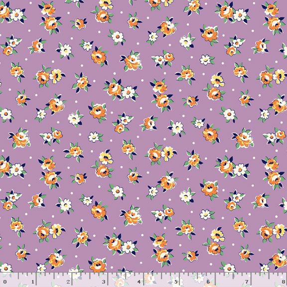 Aunt Grace Garden Variety | Lilac Tossed Flowers by Judie Rothermel for Marcus Fabrics | R351026D-LILAC