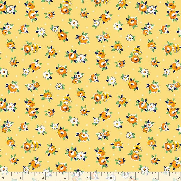 Aunt Grace Garden Variety | Yellow Tossed Flowers by Judie Rothermel for Marcus Fabrics | R351026D-YELLOW