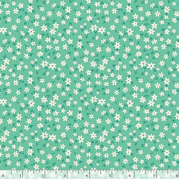 Aunt Grace Garden Variety | Aqua Star Flower by Judie Rothermel for Marcus Fabrics | R351028D-AQUA