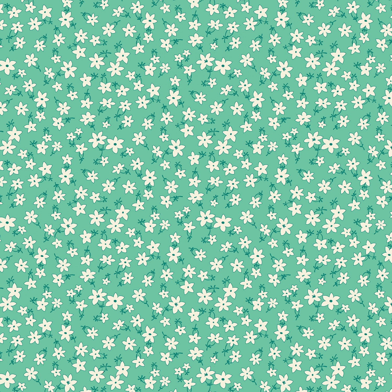 Aunt Grace Garden Variety | Aqua Star Flower by Judie Rothermel for Marcus Fabrics | R351028D-AQUA