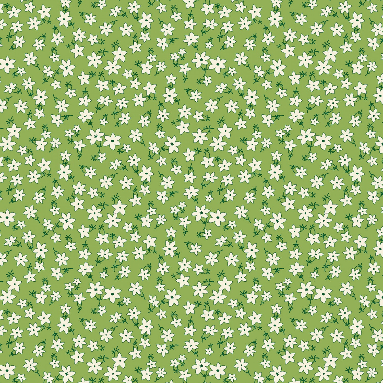 Aunt Grace Garden Variety | Green Star Flower by Judie Rothermel for Marcus Fabrics | R351028D-GREEN