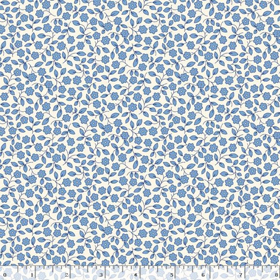 Aunt Grace Garden Variety | Blue Viney Floral by Judie Rothermel for Marcus Fabrics | R351029D-BLUE