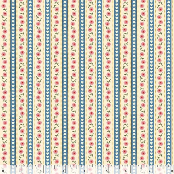 Mother's Valentines | Blue Stripe by Mary Mulari for Marcus Fabrics | R551327D-BLUE