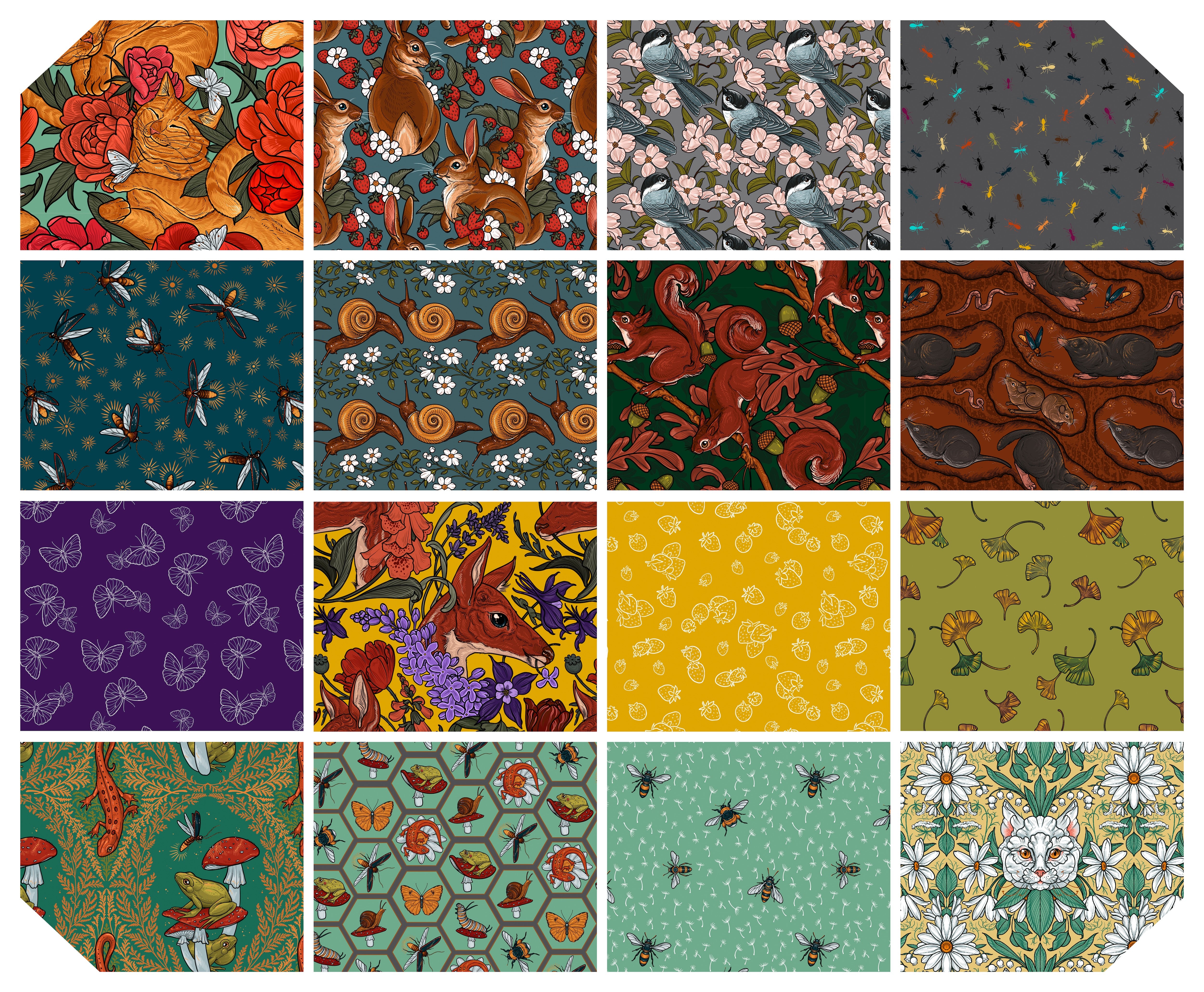 Garden Bed | Fat Quarter Bundle by Rachel Hauer for Free Spirit | 16 pcs