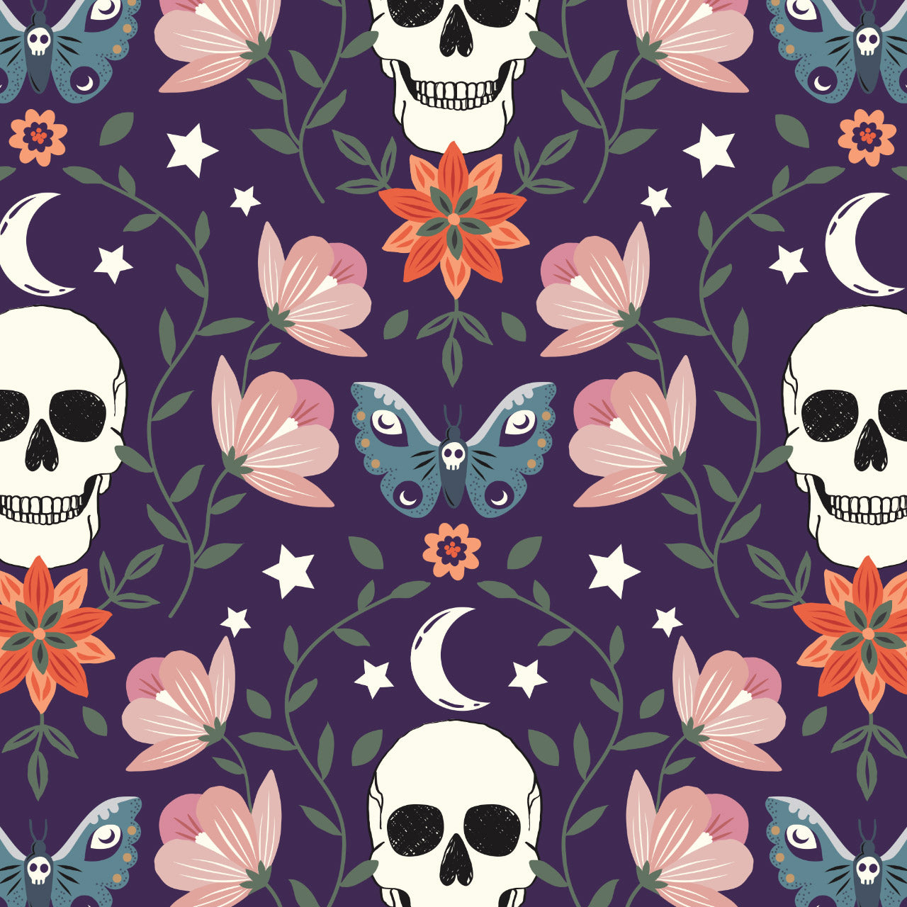 Spellbound - Skull and Floral by Sally Mountain for Dashwood Studio | DASPELL2451