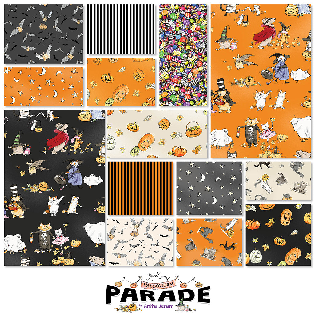 Halloween Parade | 10" Square Pack by Anita Jeram for Clothworks | 42pcs