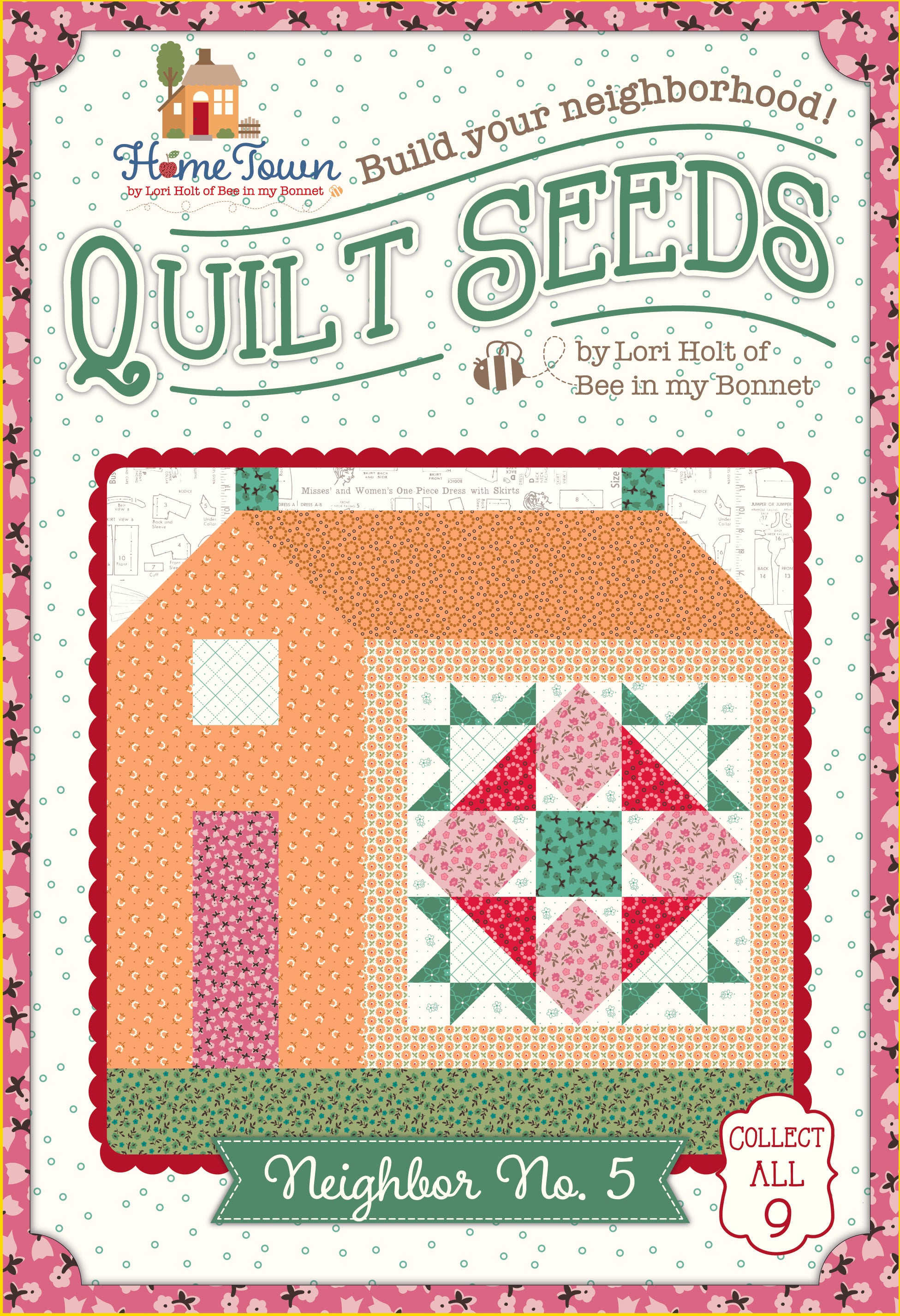 Home Town | Quilt Seeds Neighbor No. 5 Quilt Block Pattern by Lori Holt | 18" x 20"