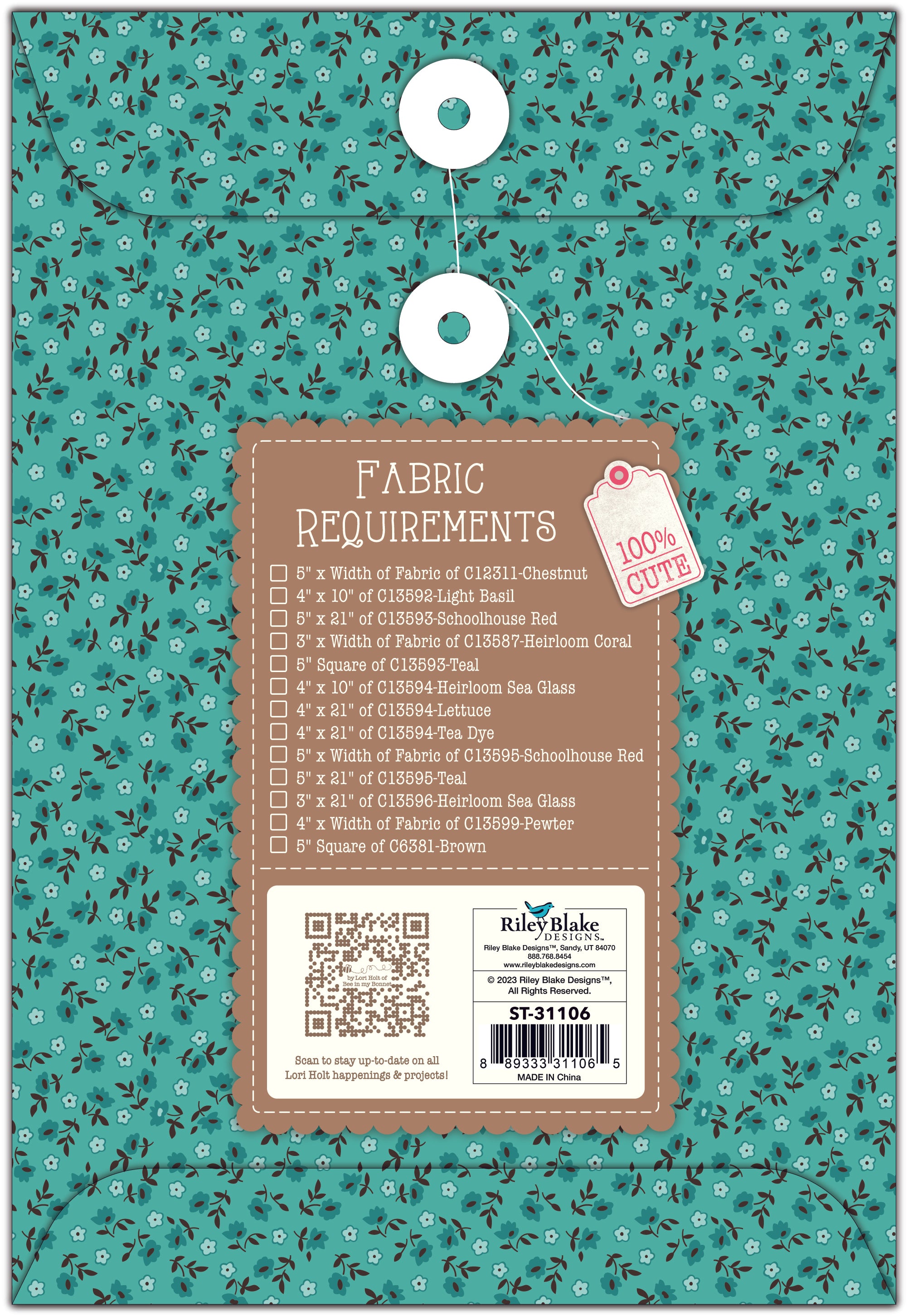 Home Town | Quilt Seeds Neighbor No. 7 Quilt Block Pattern by Lori Holt | 18" x 20"