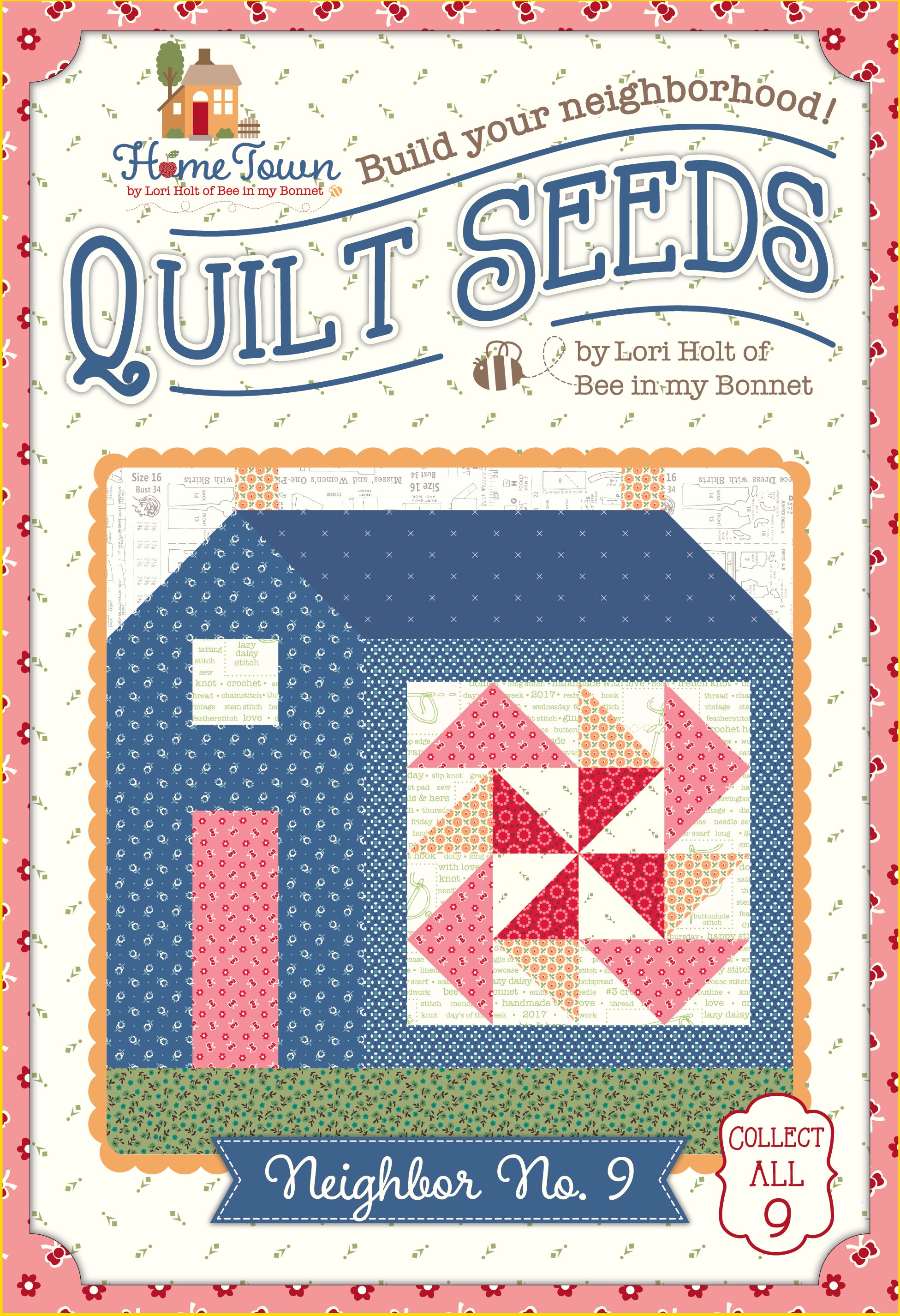 Home Town | Quilt Seeds Neighbor No. 9 Quilt Block Pattern by Lori Holt | 18" x 20"