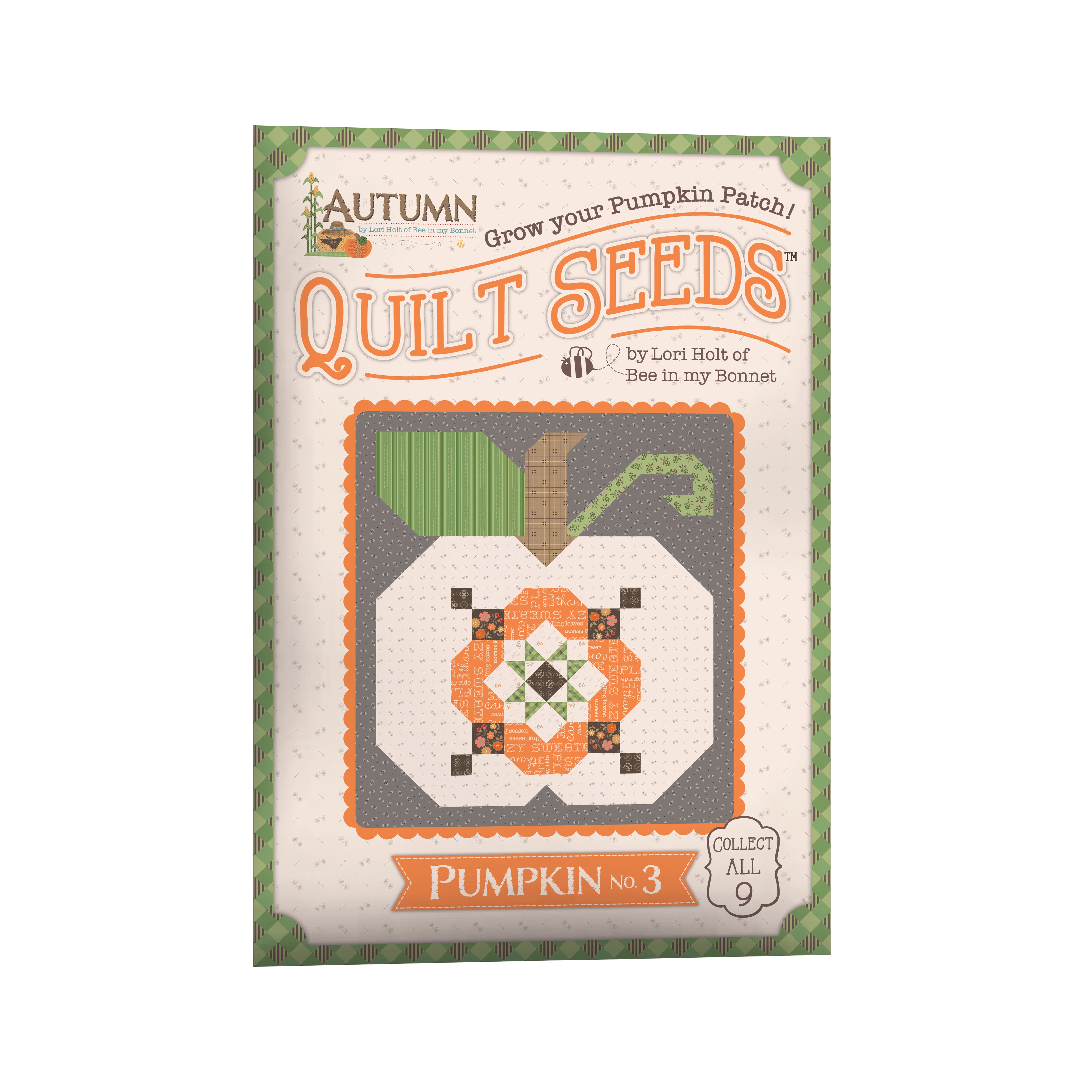 Autumn | Quilt Seeds Pumpkin No. 3 Quilt Block Pattern by Lori Holt | 18" x 20"